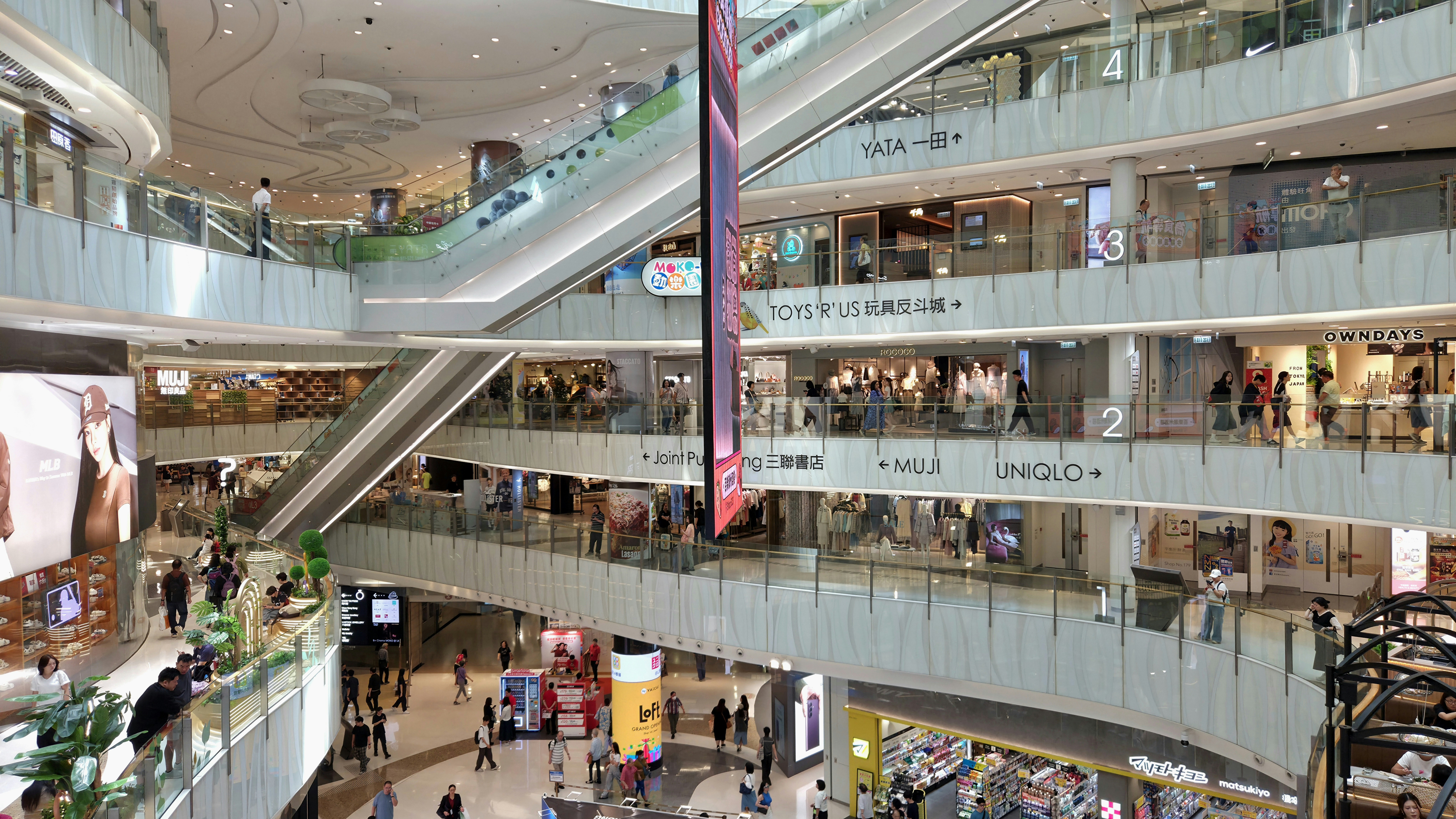 People walking through a multi-level shopping centre