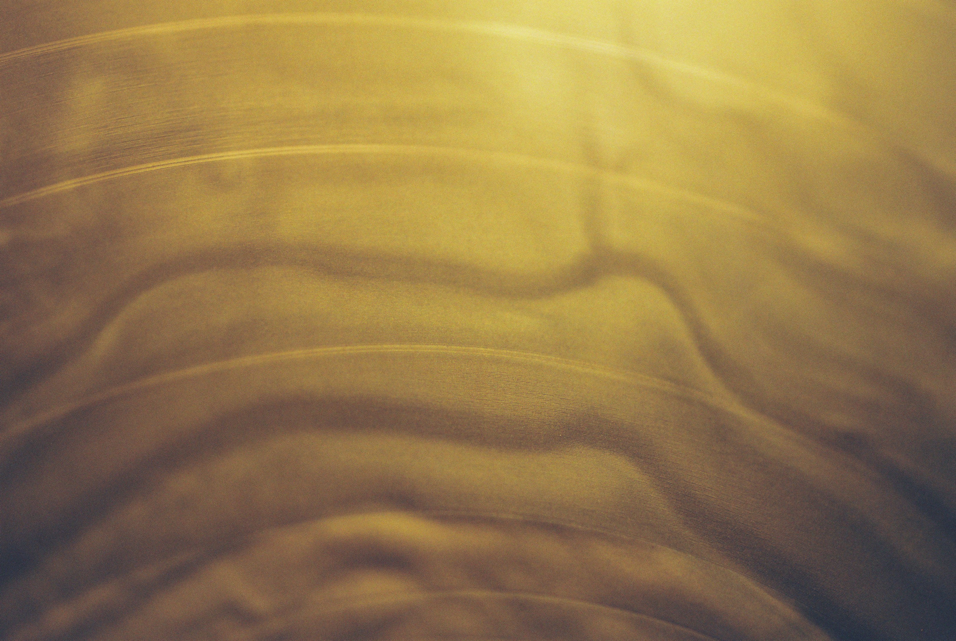 Vinyl record grooves in amber light