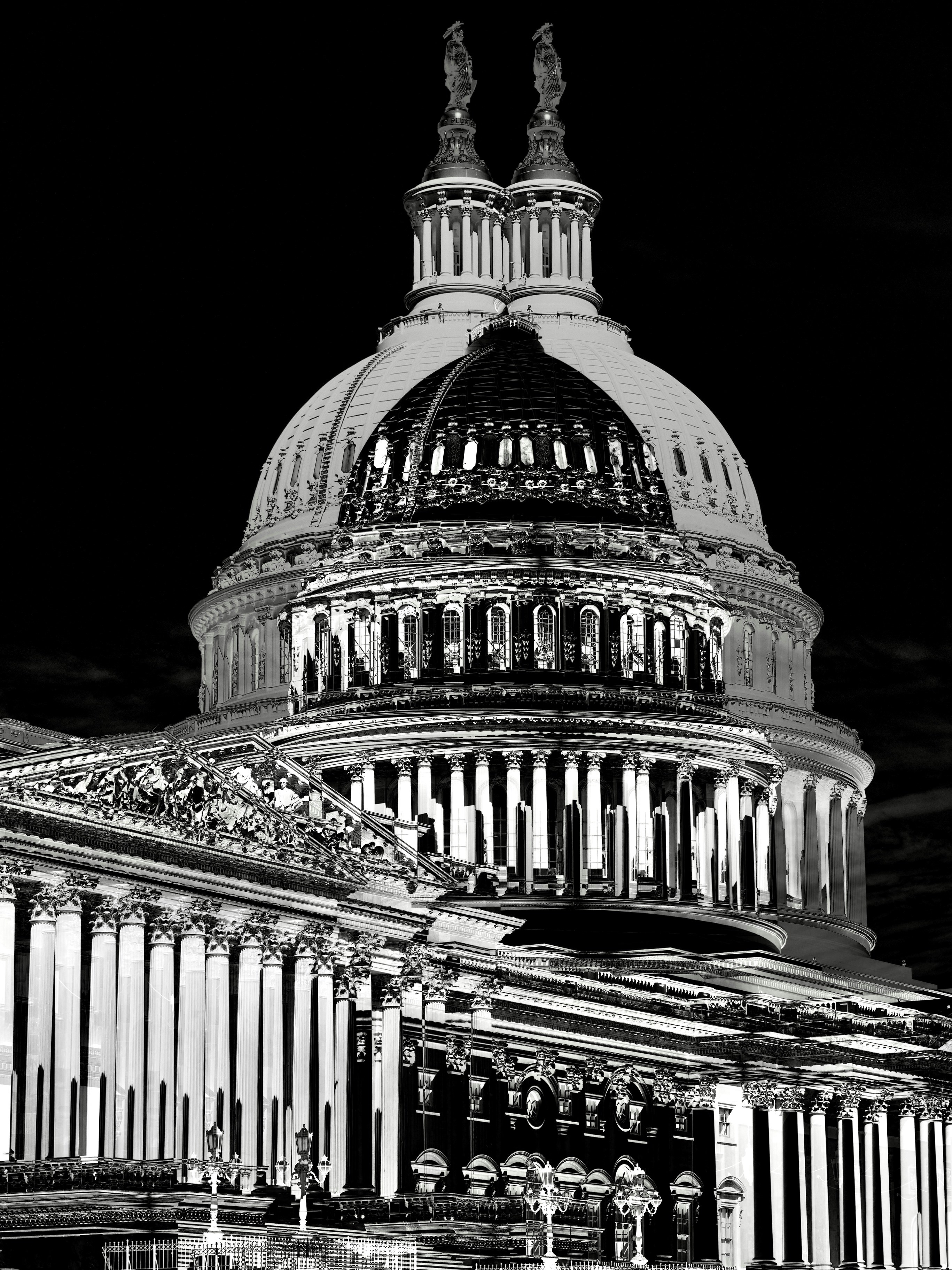 Double exposure of the US Capitol Building