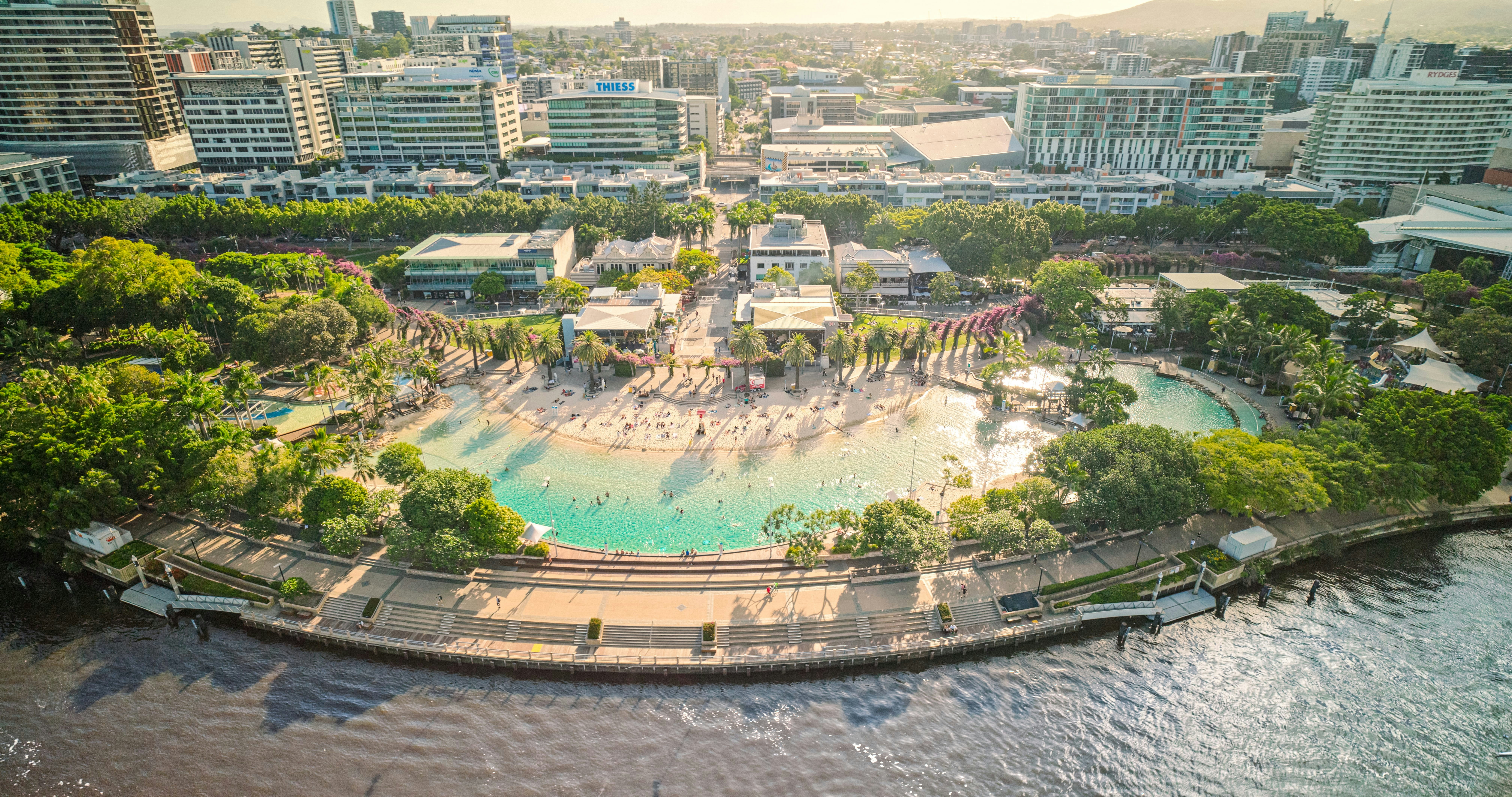Aerial of Streets Beach and South Bank Parklands