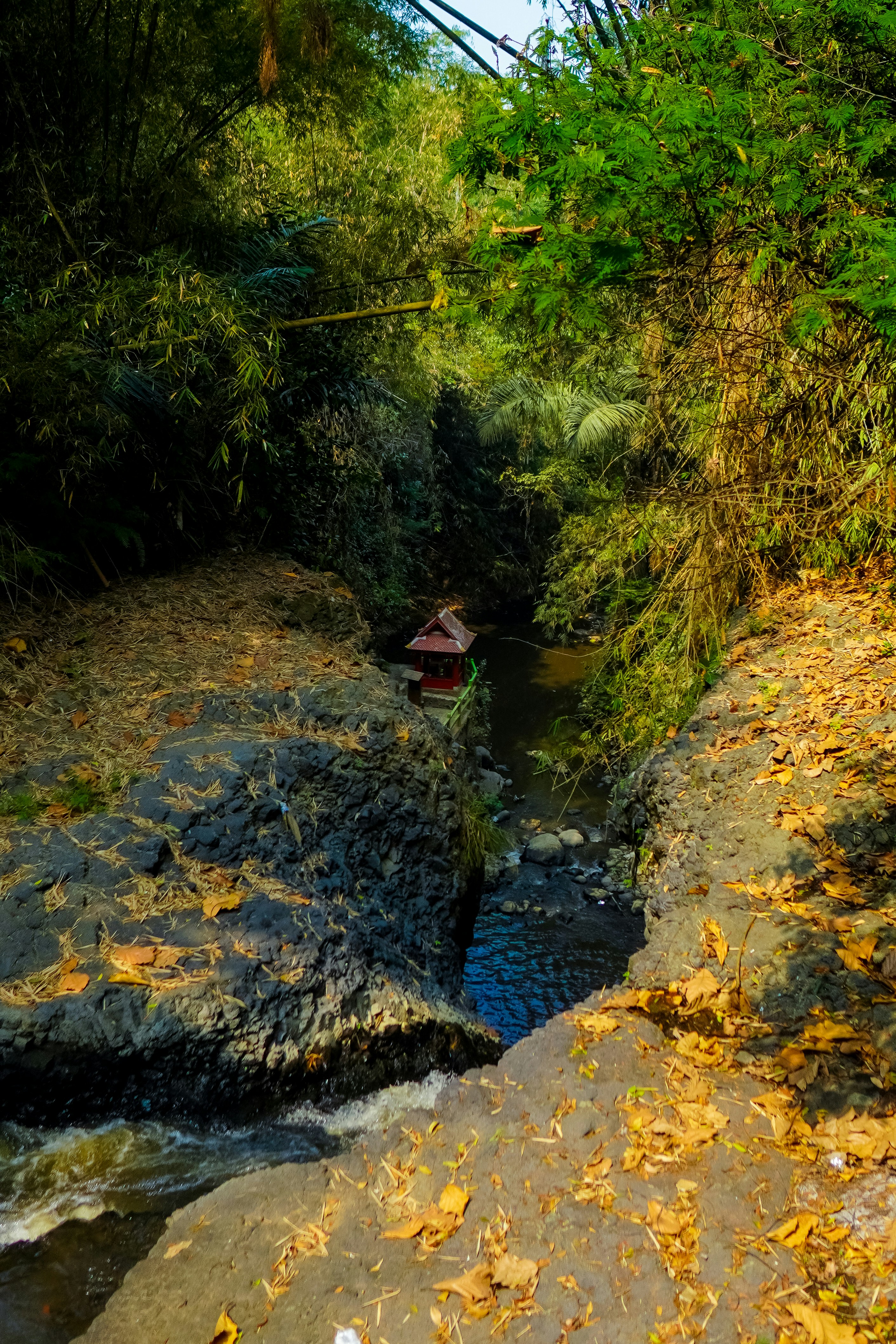 The hidden beauty of Curug Dago, Bandung, nestled deep within a rocky canyon and dense tropical foliage