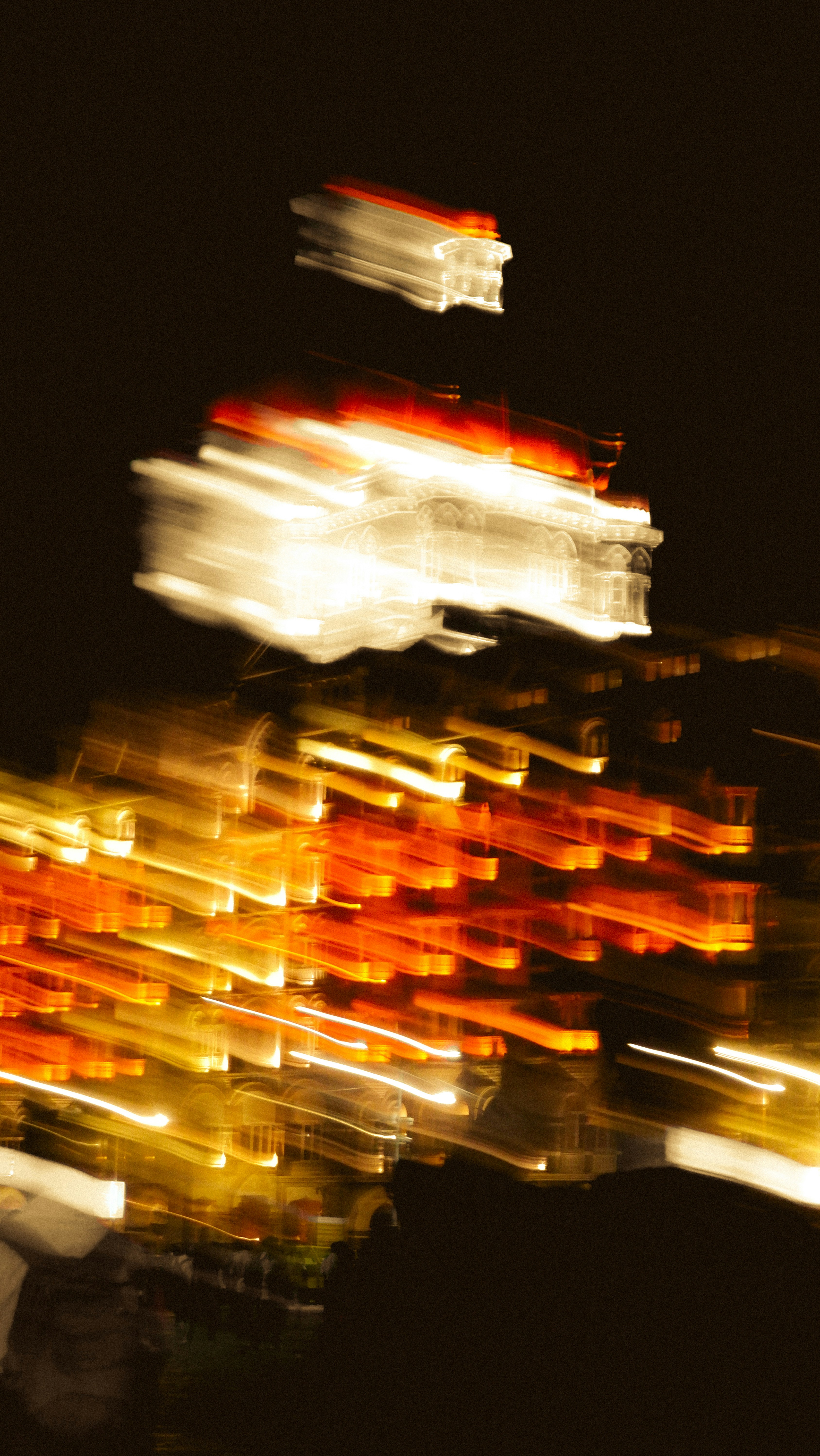 Long exposure of the Taj Mahal Palace hotel illuminated at night in Mumbai