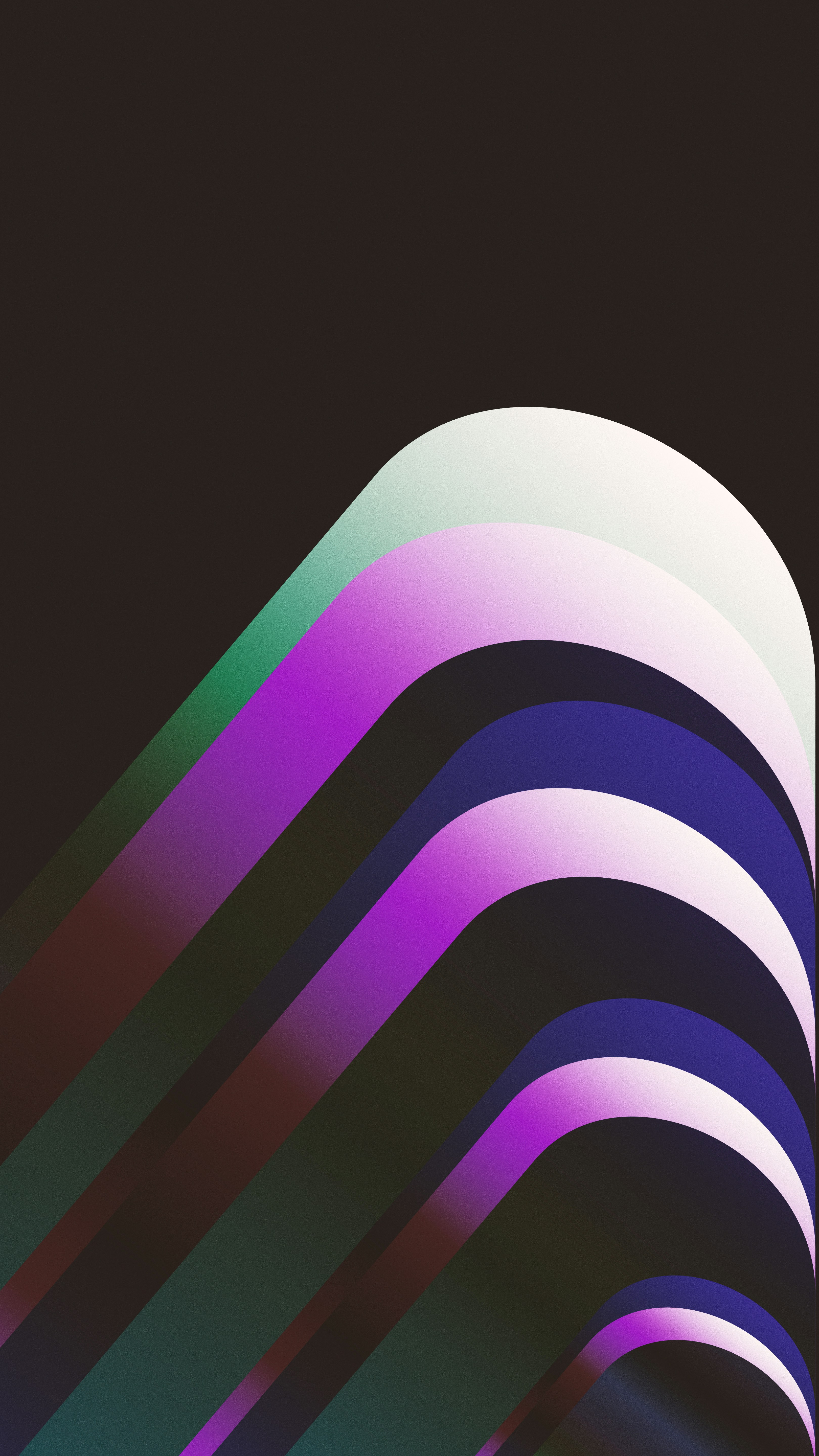 Curved bands of purple, blue, and white against a dark background