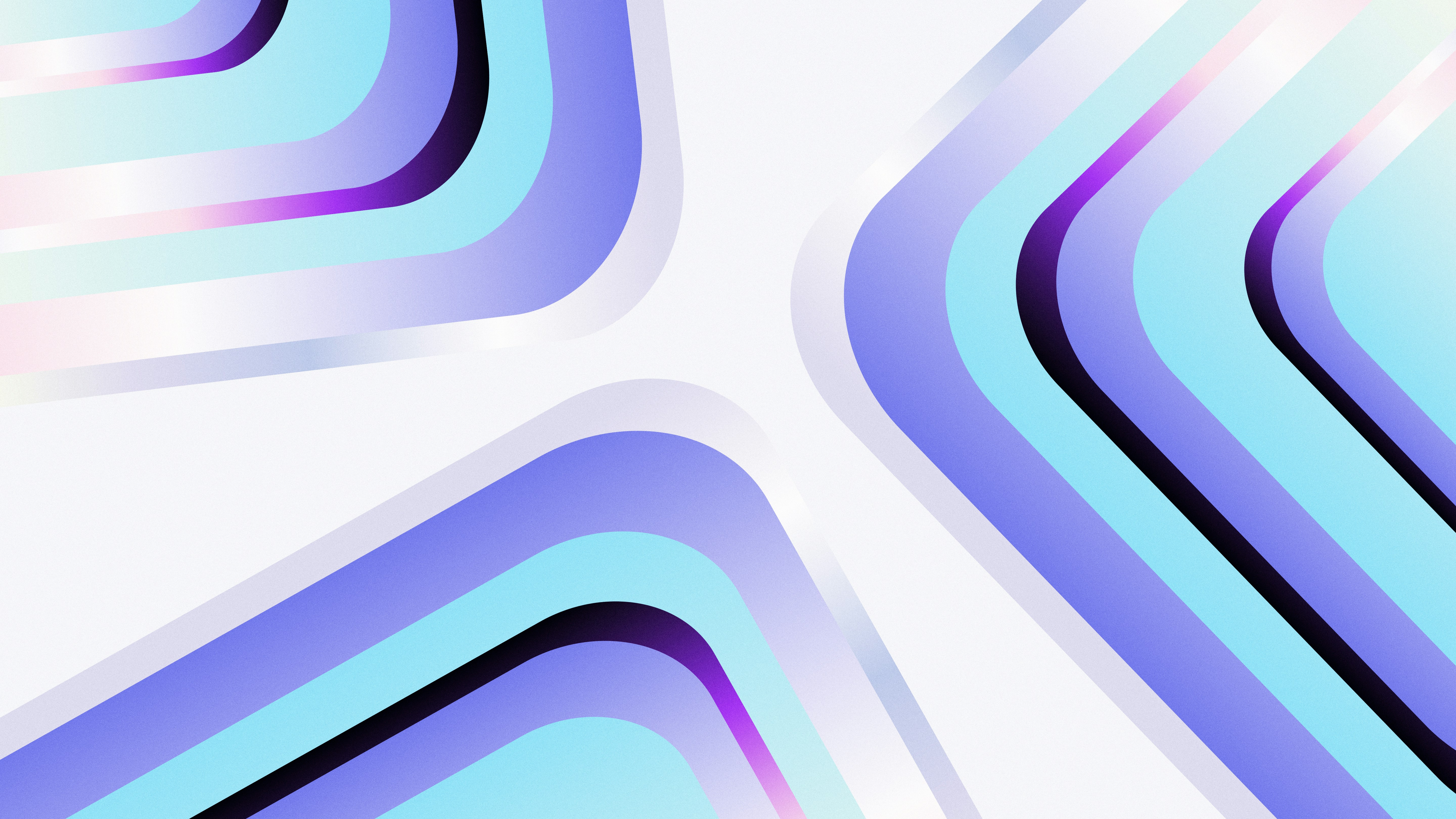 Abstract pattern of rounded blue and purple concentric corner shapes on white
