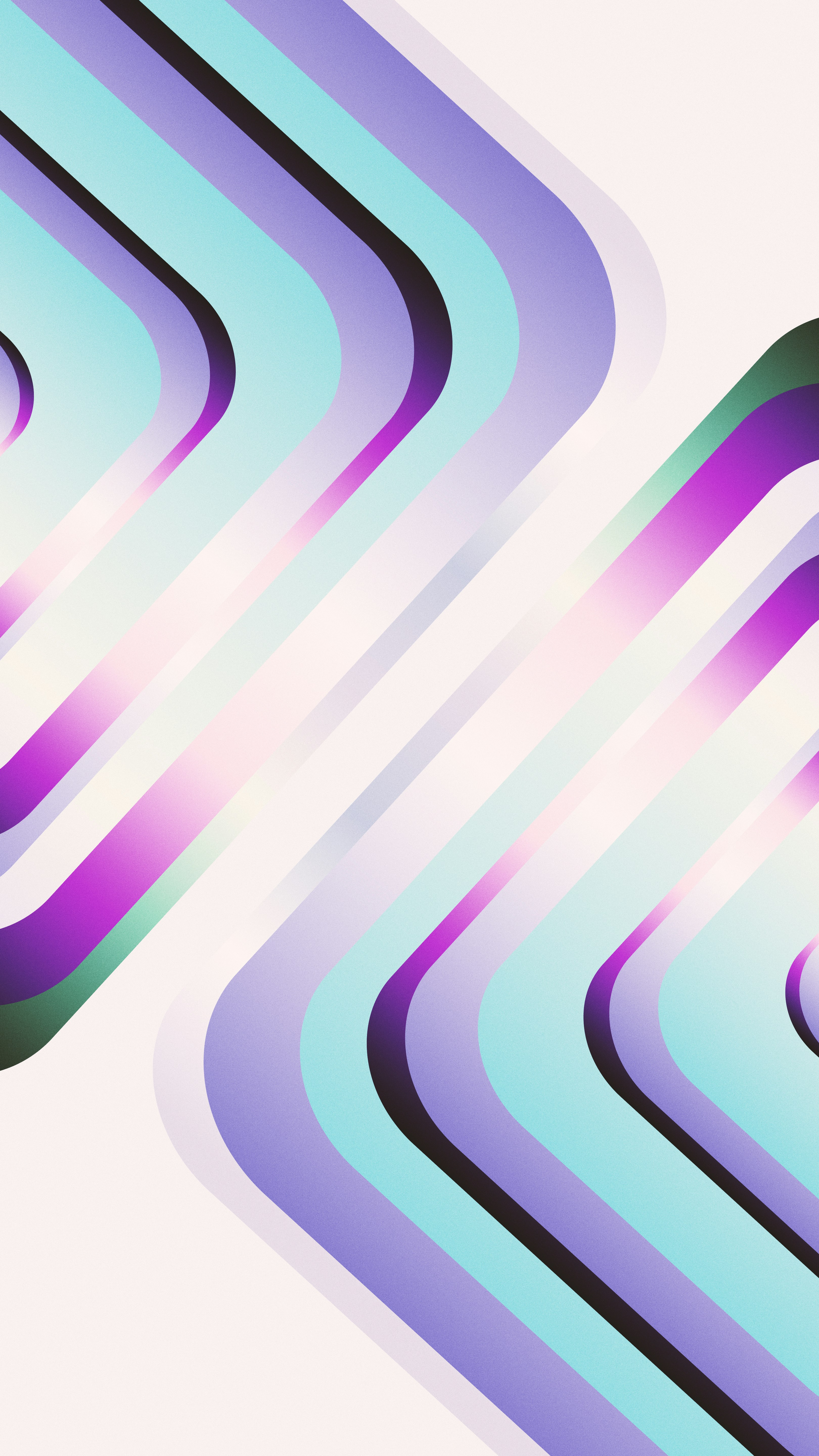 Abstract pattern of diagonal rounded stripes in shades of purple and cyan