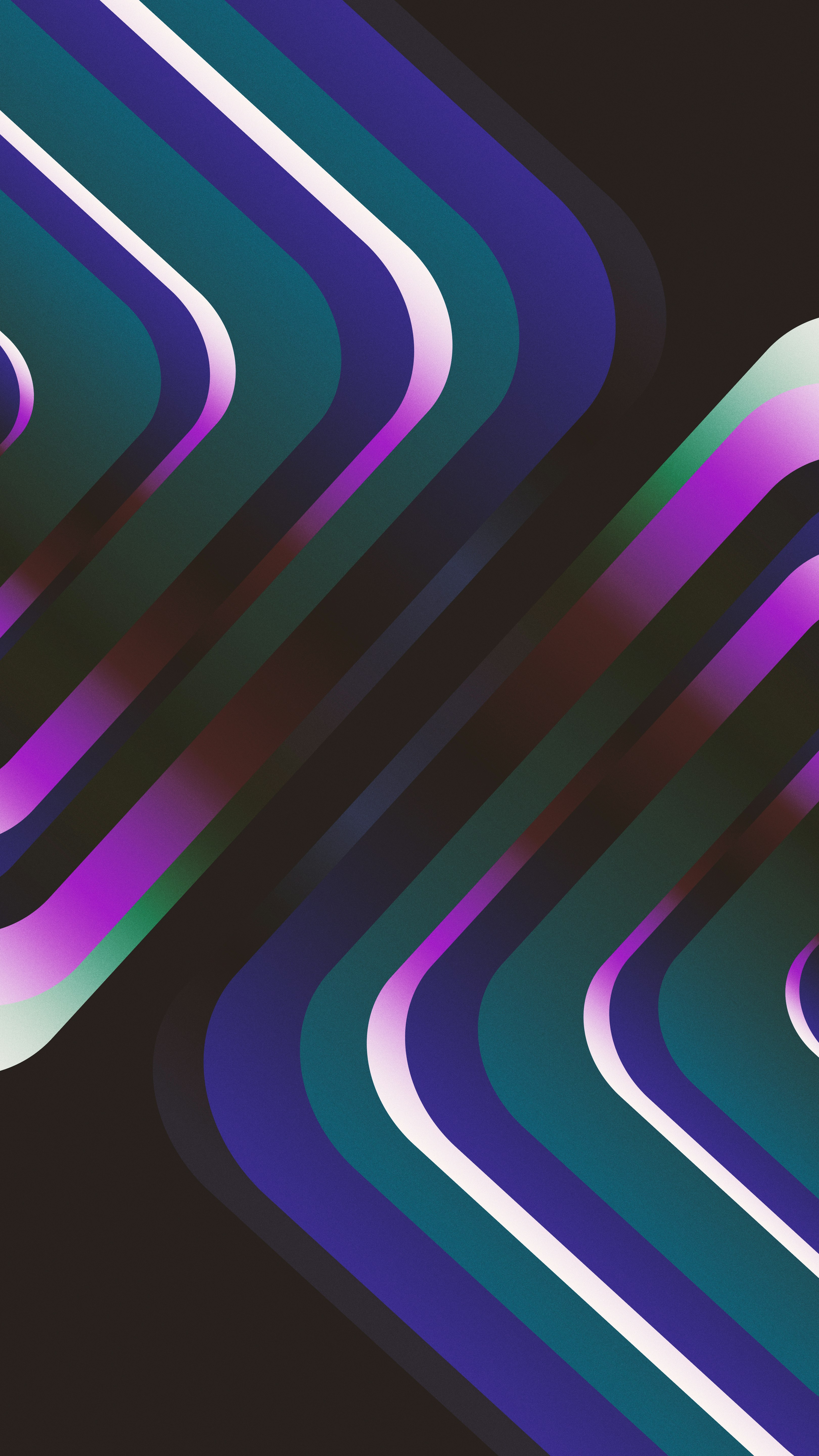 Abstract diagonal stripes in shades of purple, teal, and white on black