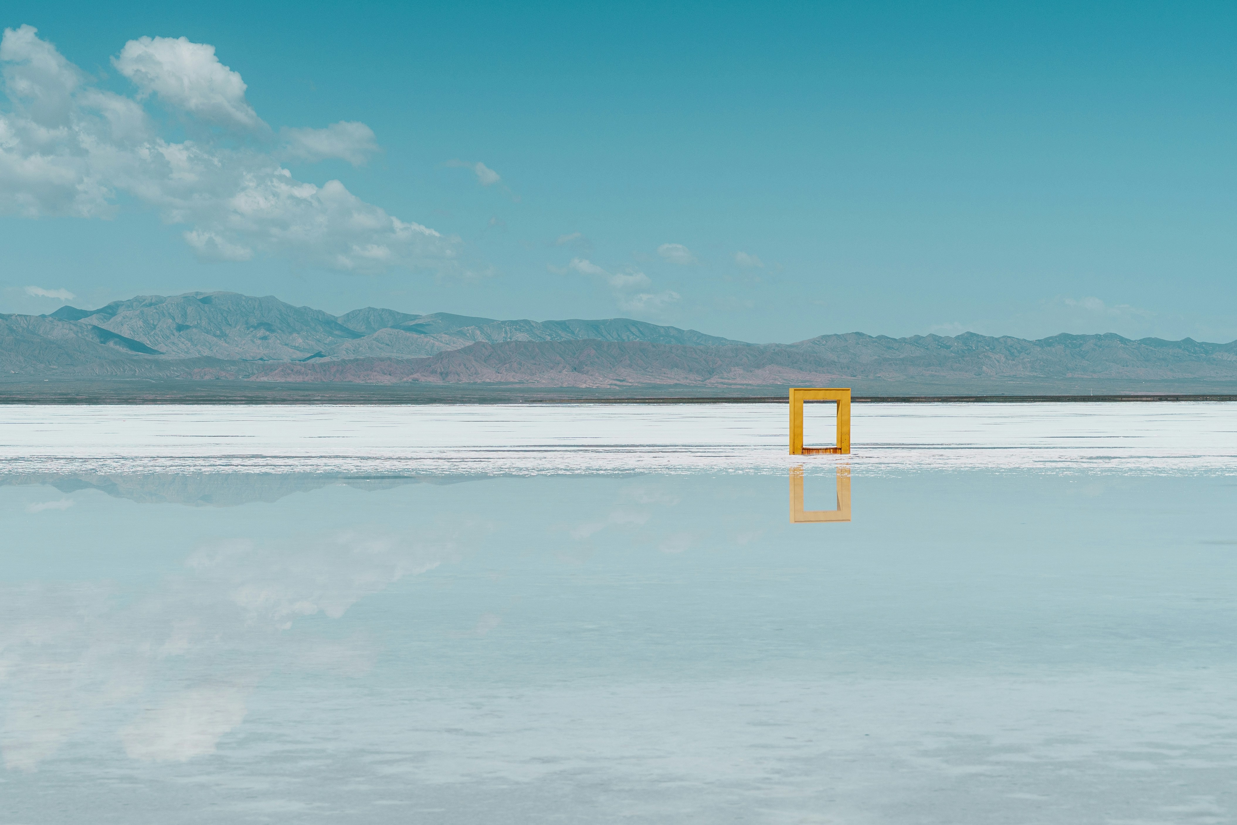 Yellow frame on salt flat - Free Photo on Unsplash