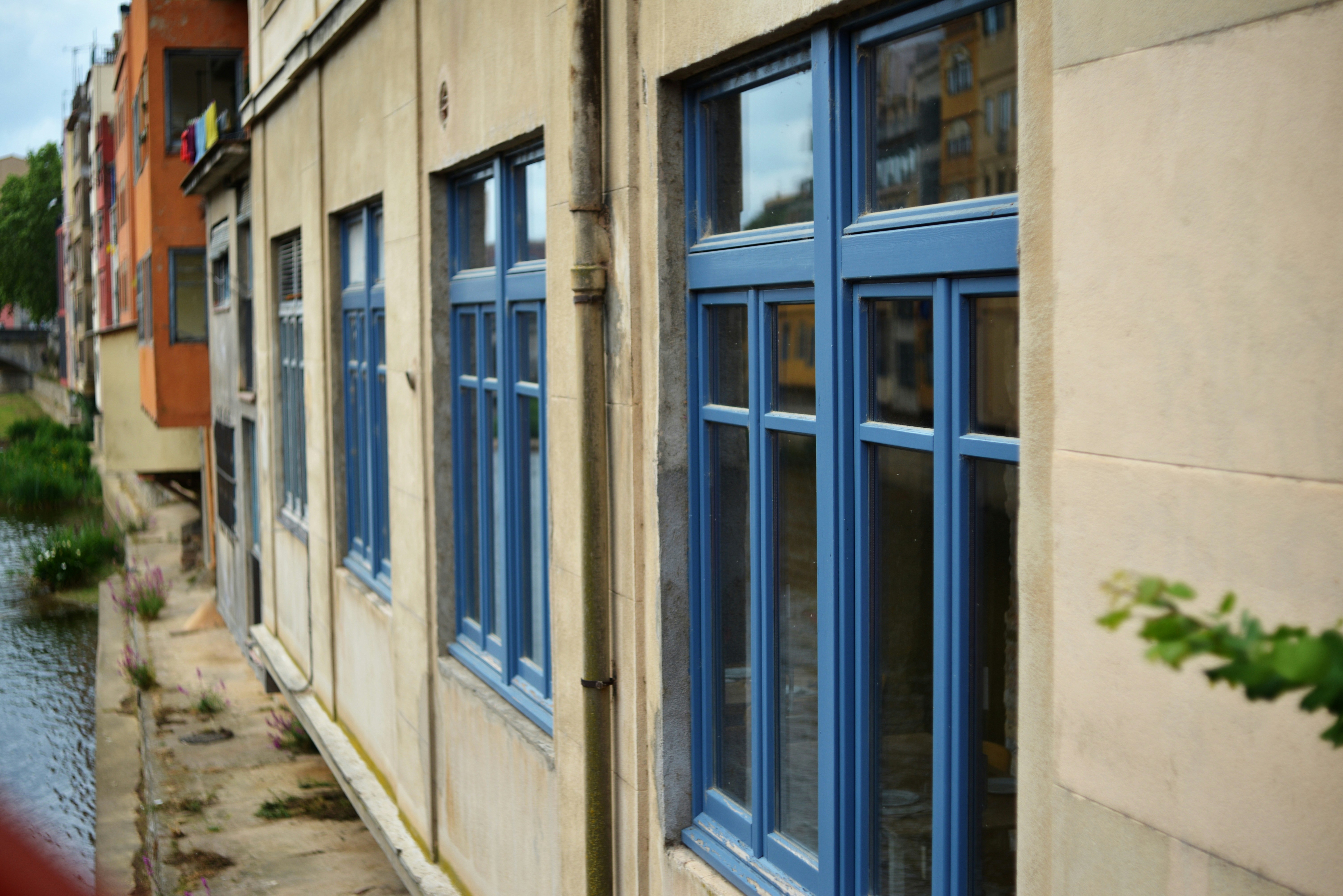 Building facade with framed windows