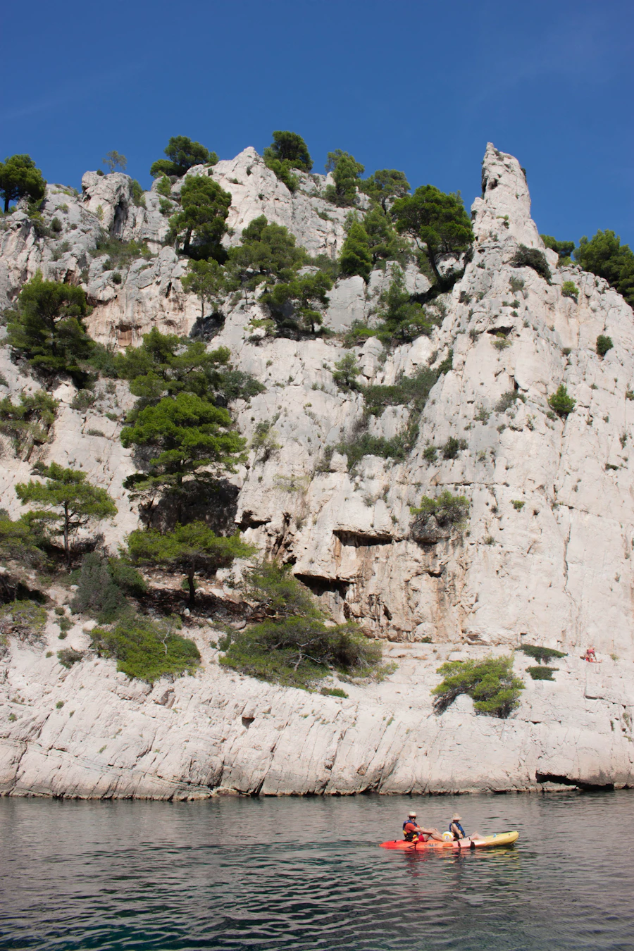 Kayaking beneath the cliffs along the coast