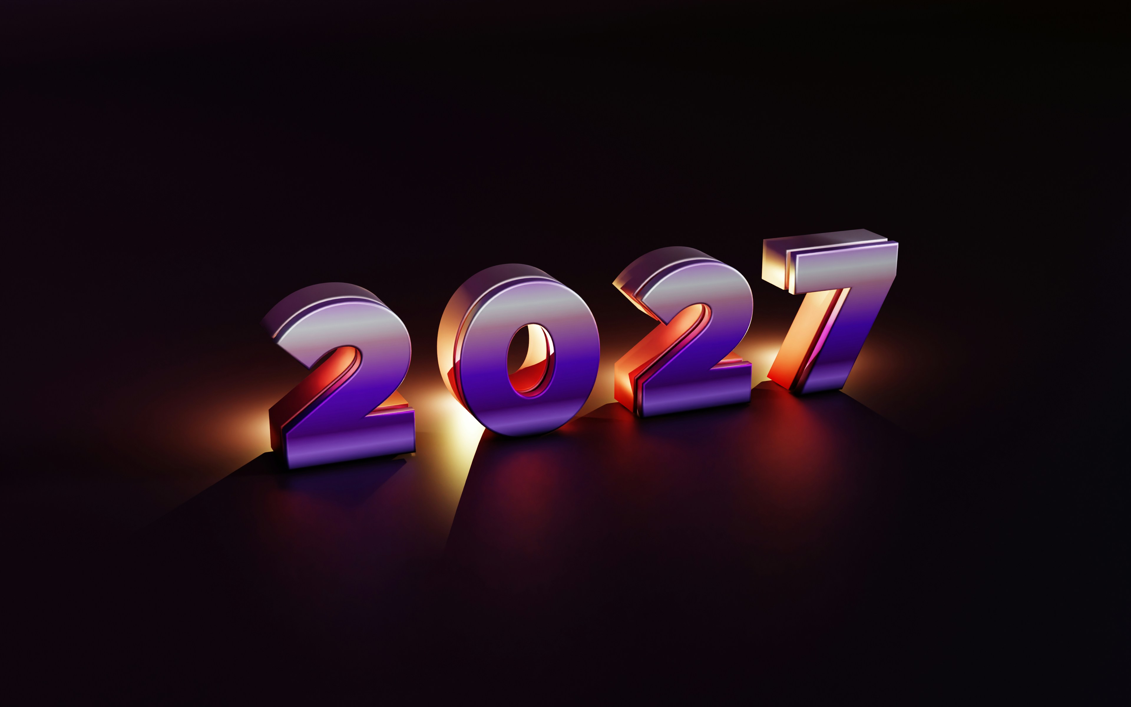 The number 2027 in metallic purple and gold lettering against a dark background