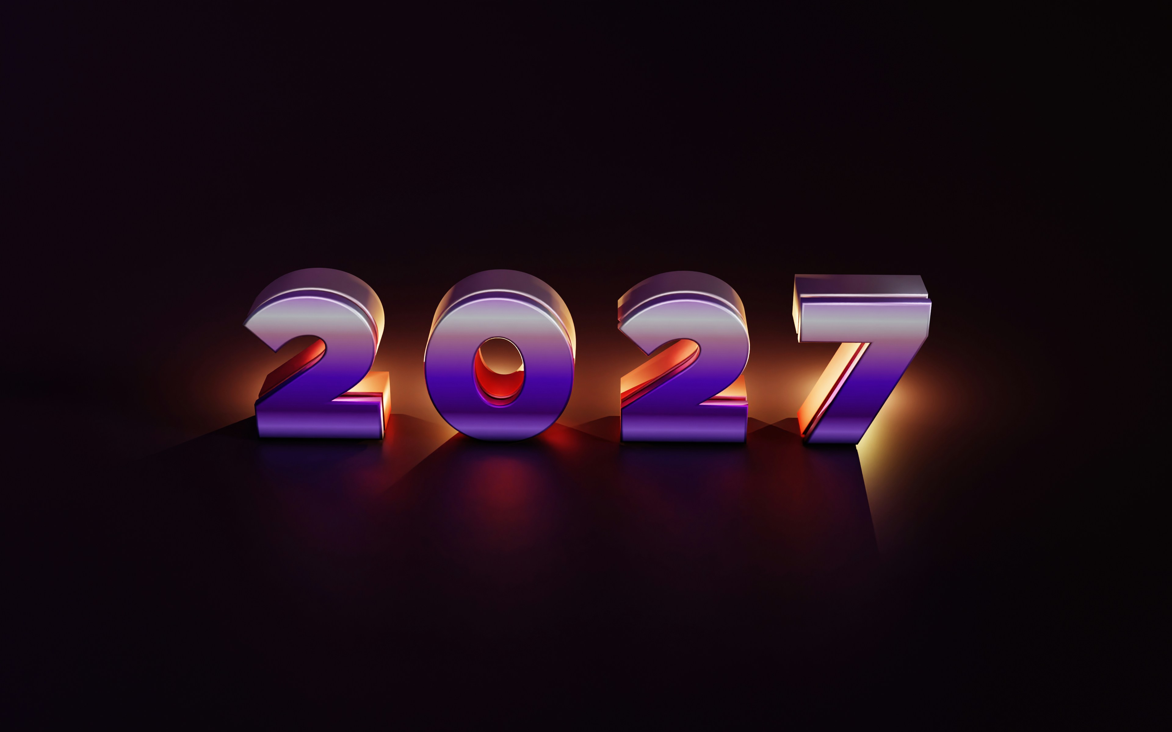 The numbers 2027 in metallic purple and silver with a warm orange glow