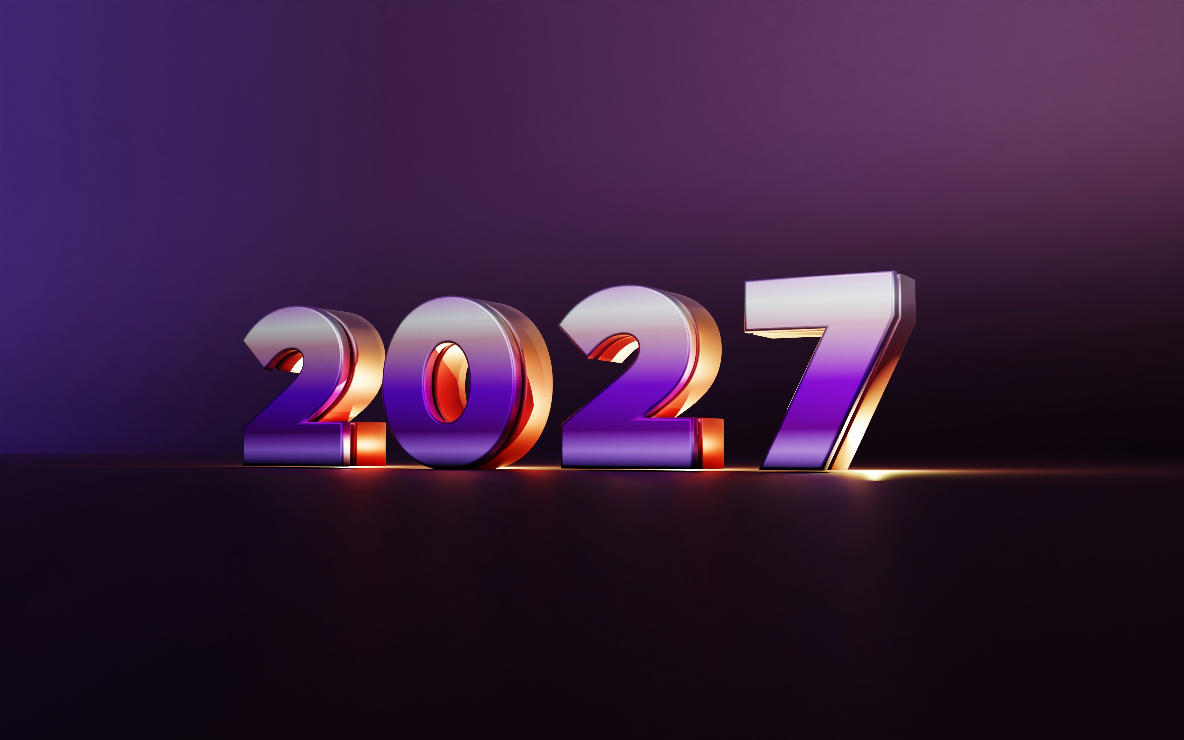 The numbers 2027 in metallic purple and gold against a dark purple background