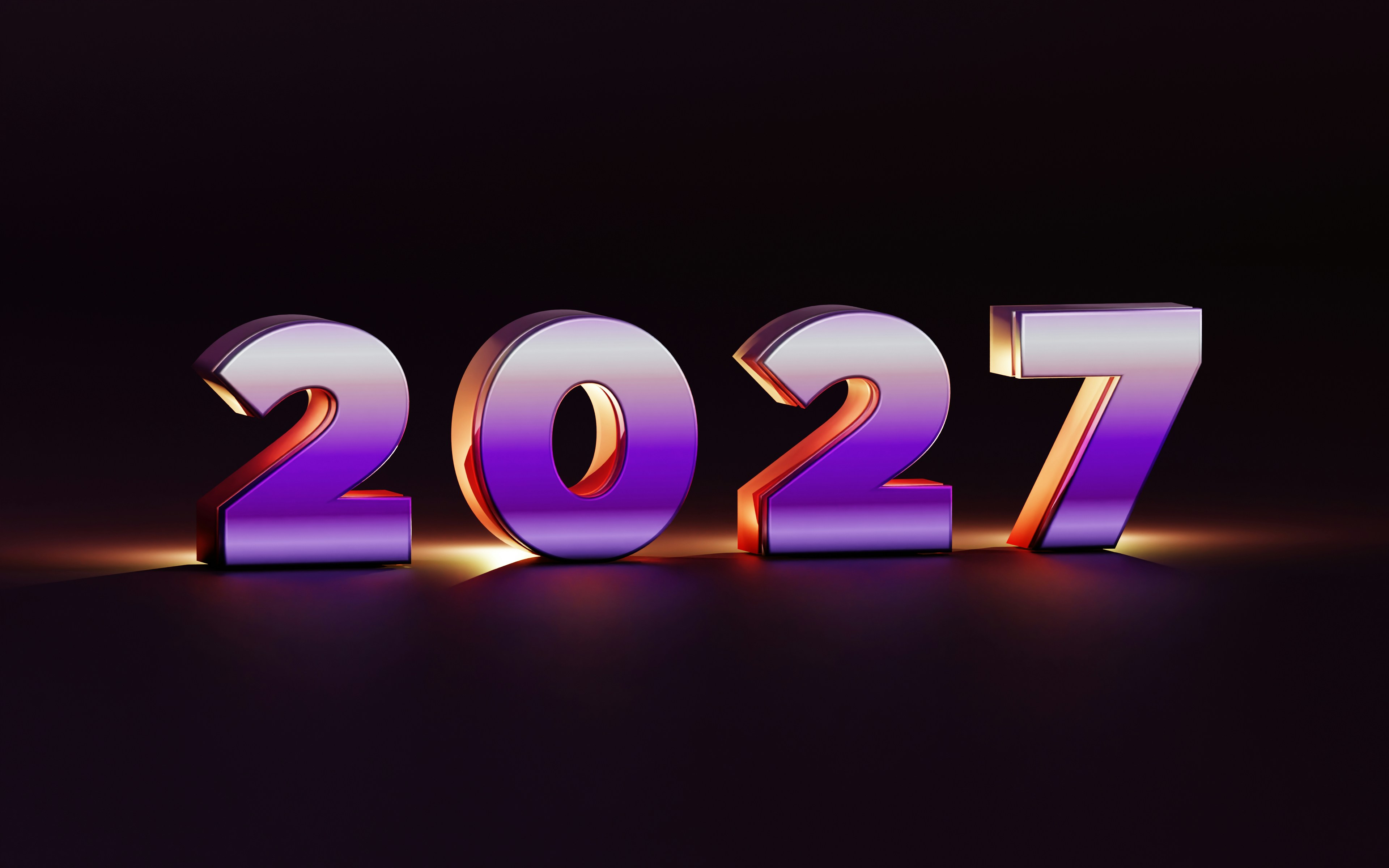 The numbers 2027 in metallic purple and silver against a dark background