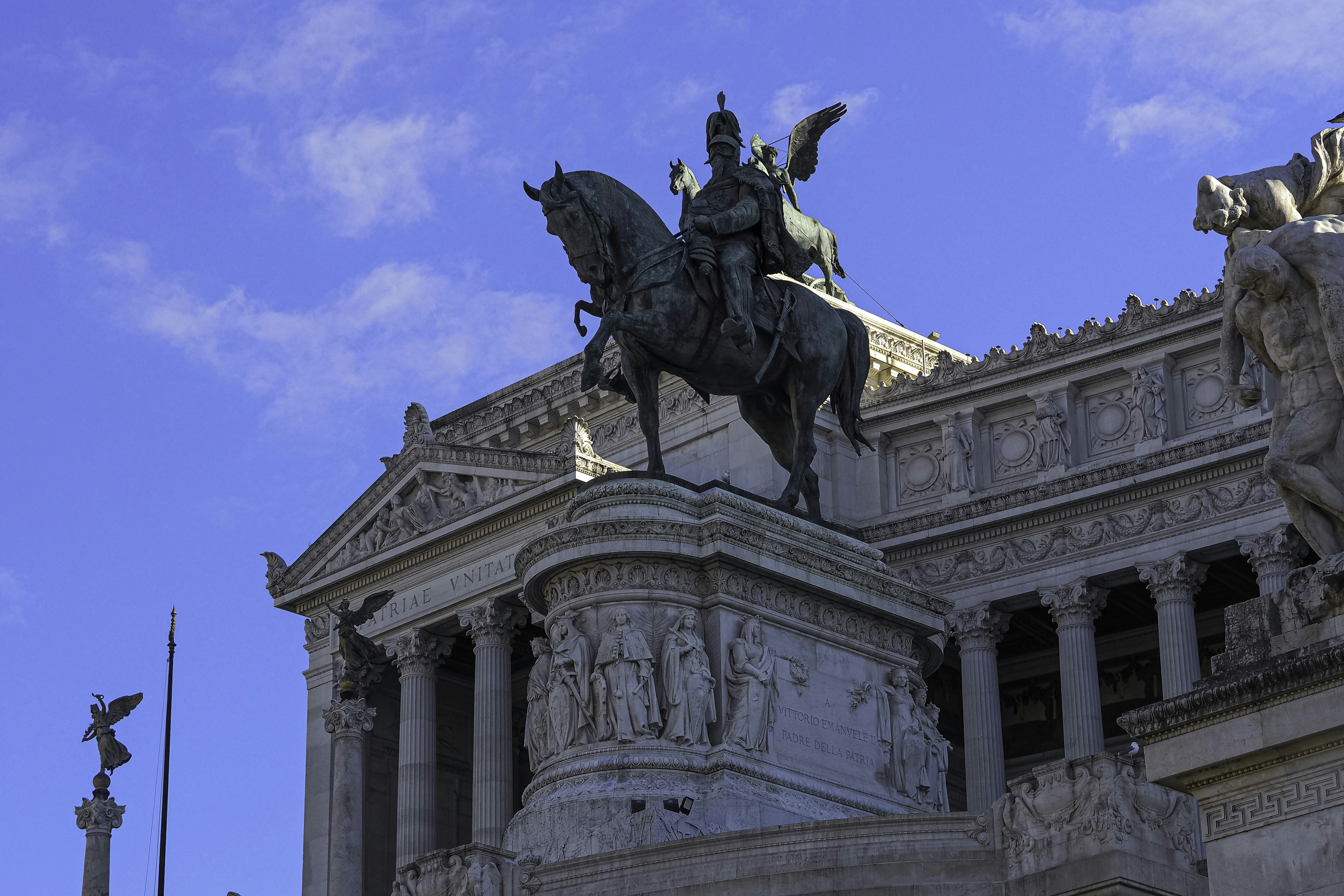 The equestrian statue of Victor Emmanuel II atop the Altare della Patria in Rome