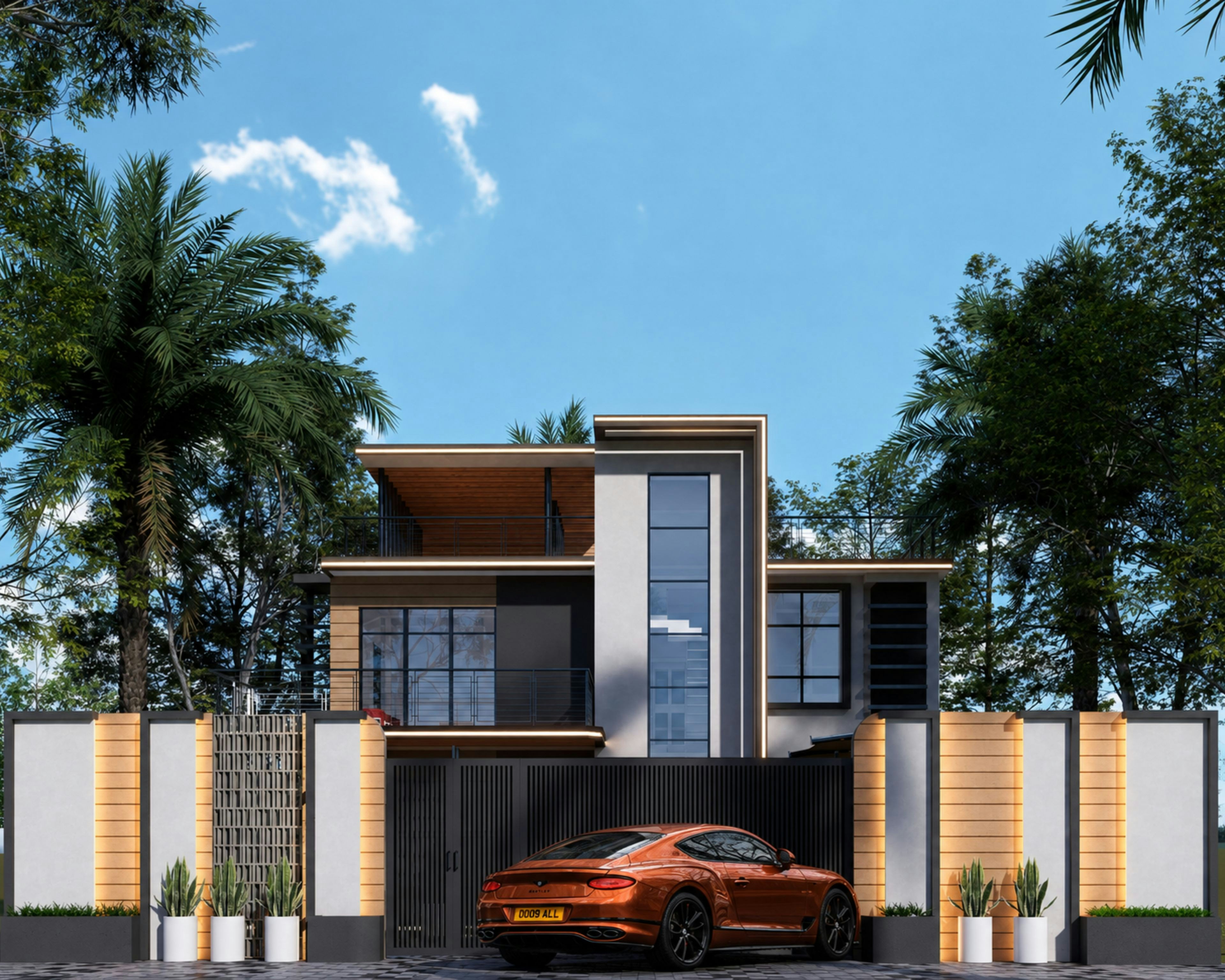Modern house with copper sports car - Free Photo on Unsplash