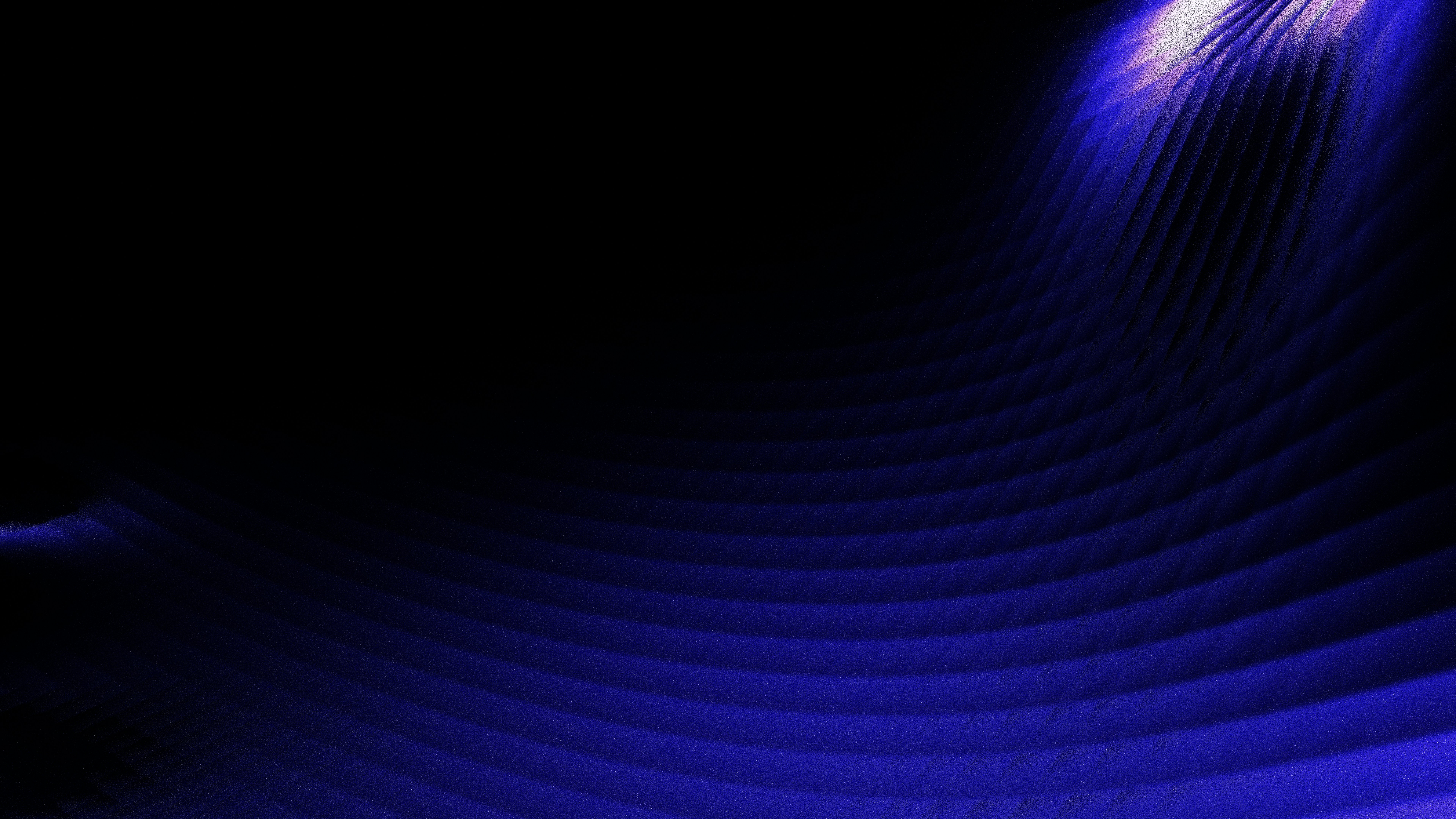 Curved blue ridges receding into a deep black void