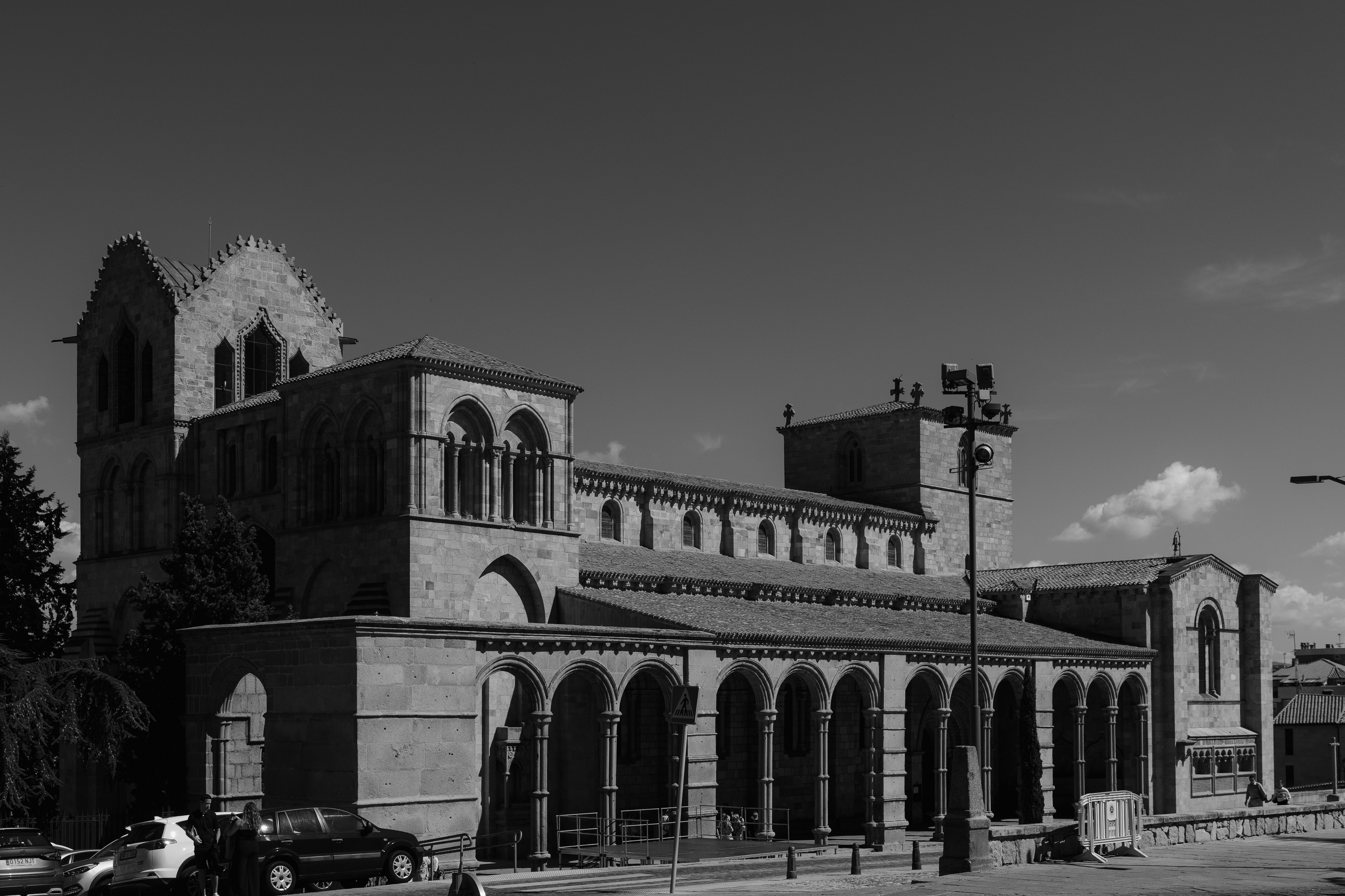 The Romanesque Basilica of San Vicente in Avila with its stone arches and towers