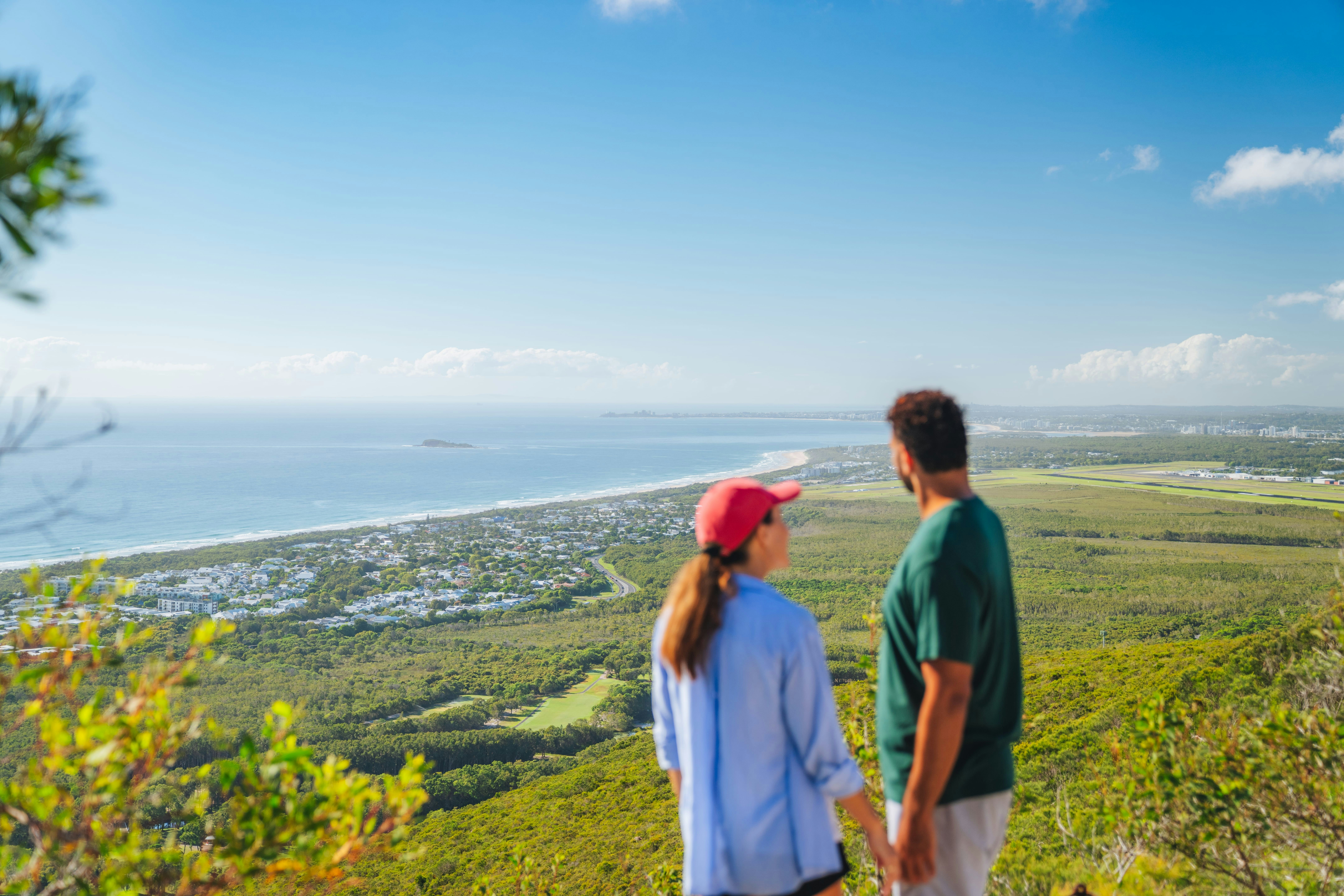 A must-do climb with spectacular views out to the ocean from its ancient summit. Location: Mount Coolum National Park, Mount Coolum Walking Trail, Sunshine Coast.