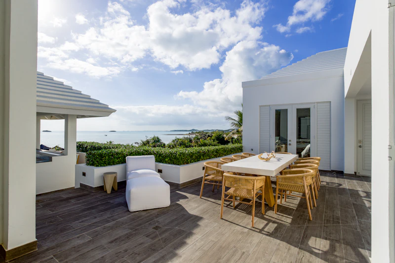 Sunset on the terrace, over the bay