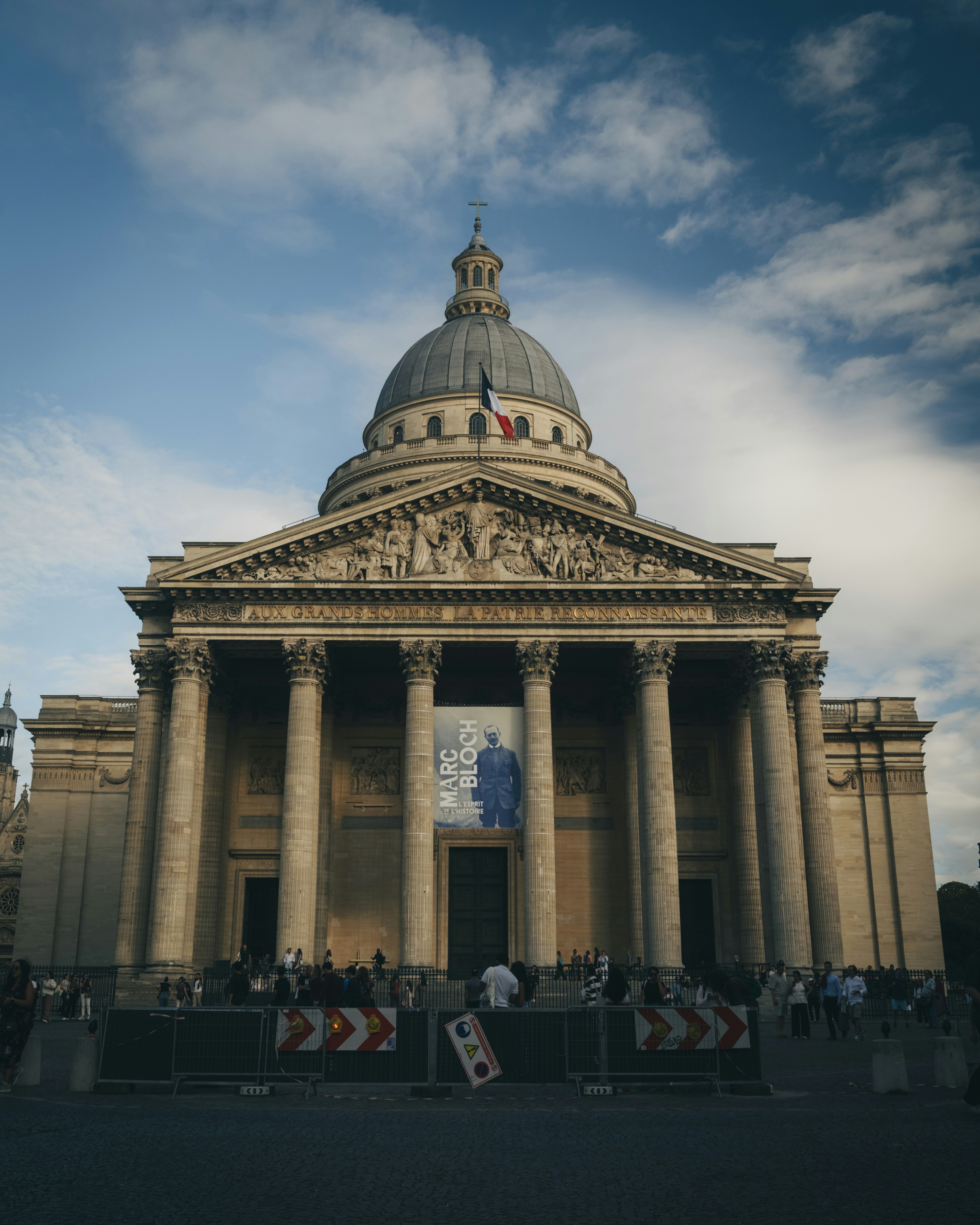 The Pantheon in Paris with a banner of Marc Bloch on the facade