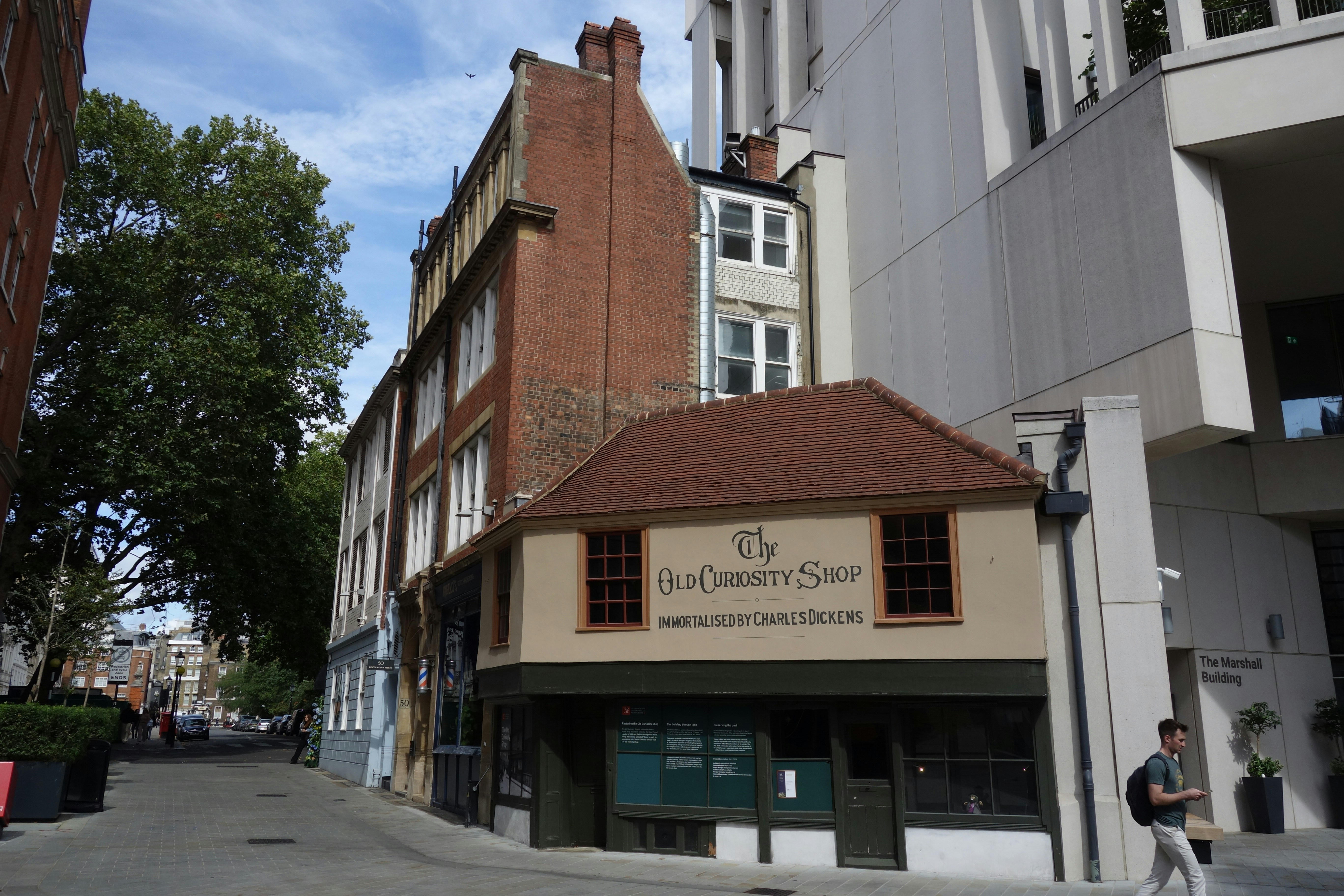 The Old Curiosity Shop building on a street corner in London