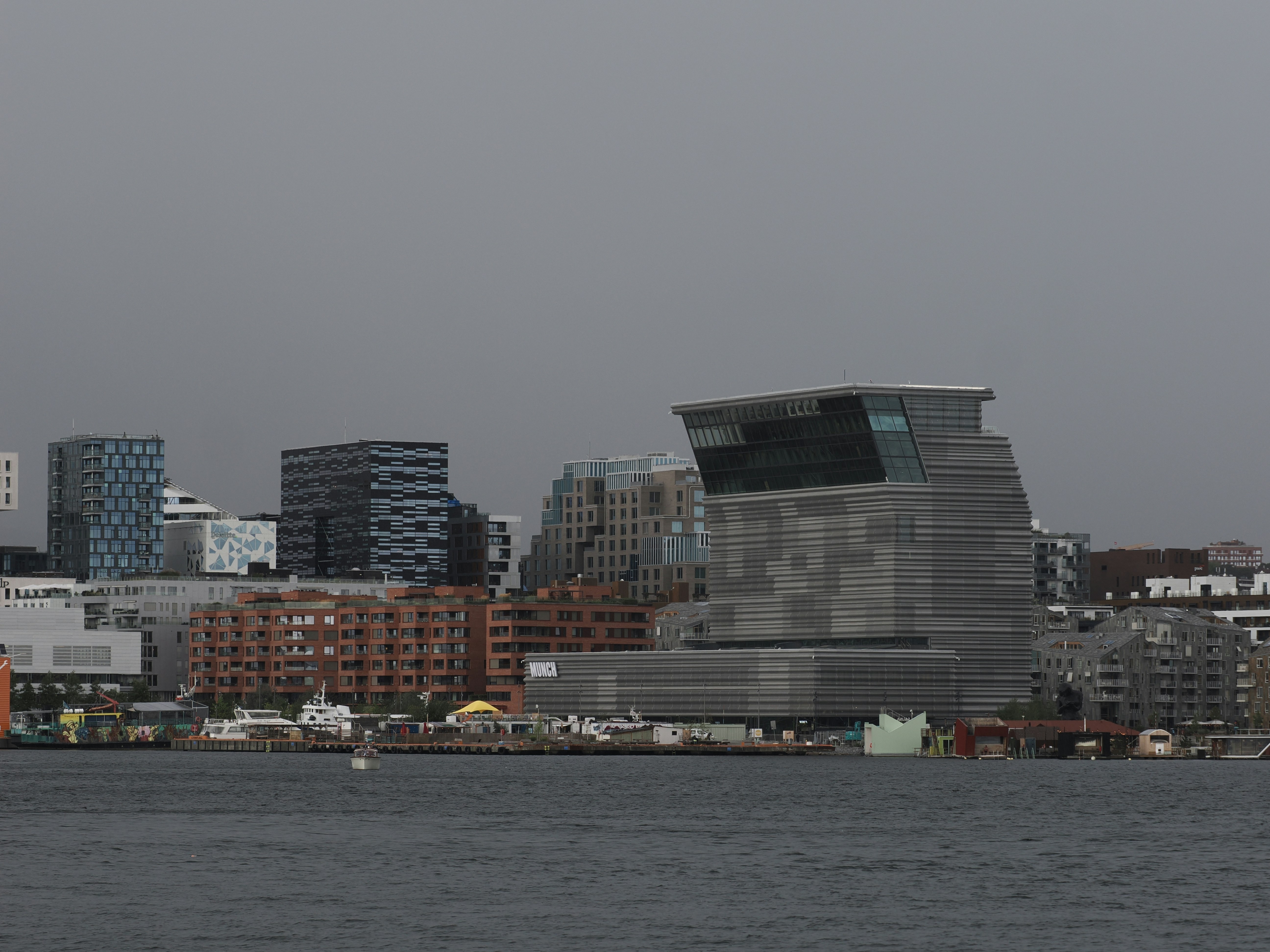 The Munch Museum and modern buildings along the waterfront in Oslo, Norway