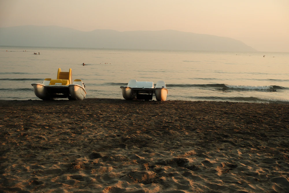 Pedal boats at the shore