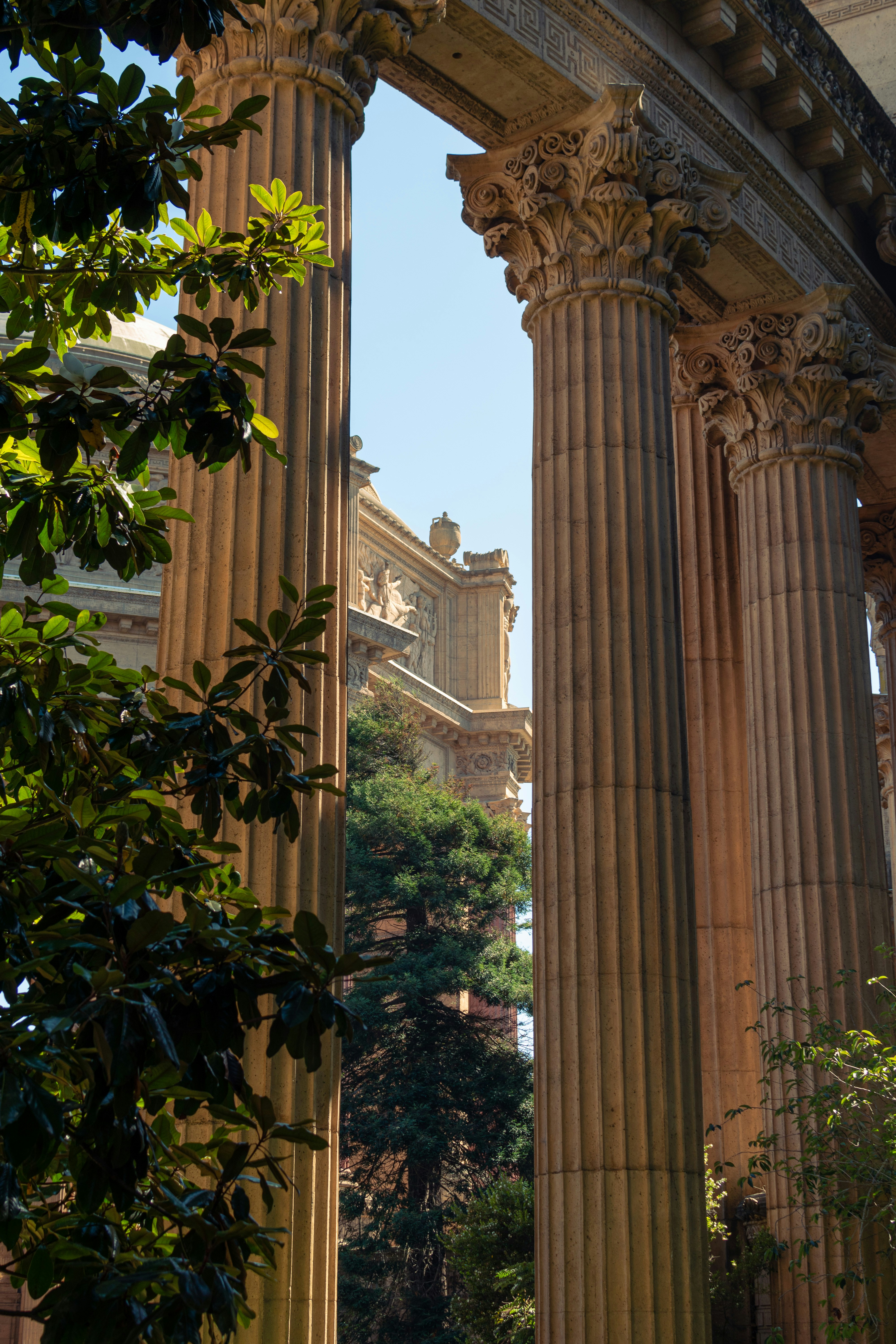 Classical columns at the Palace of Fine Arts in San Francisco