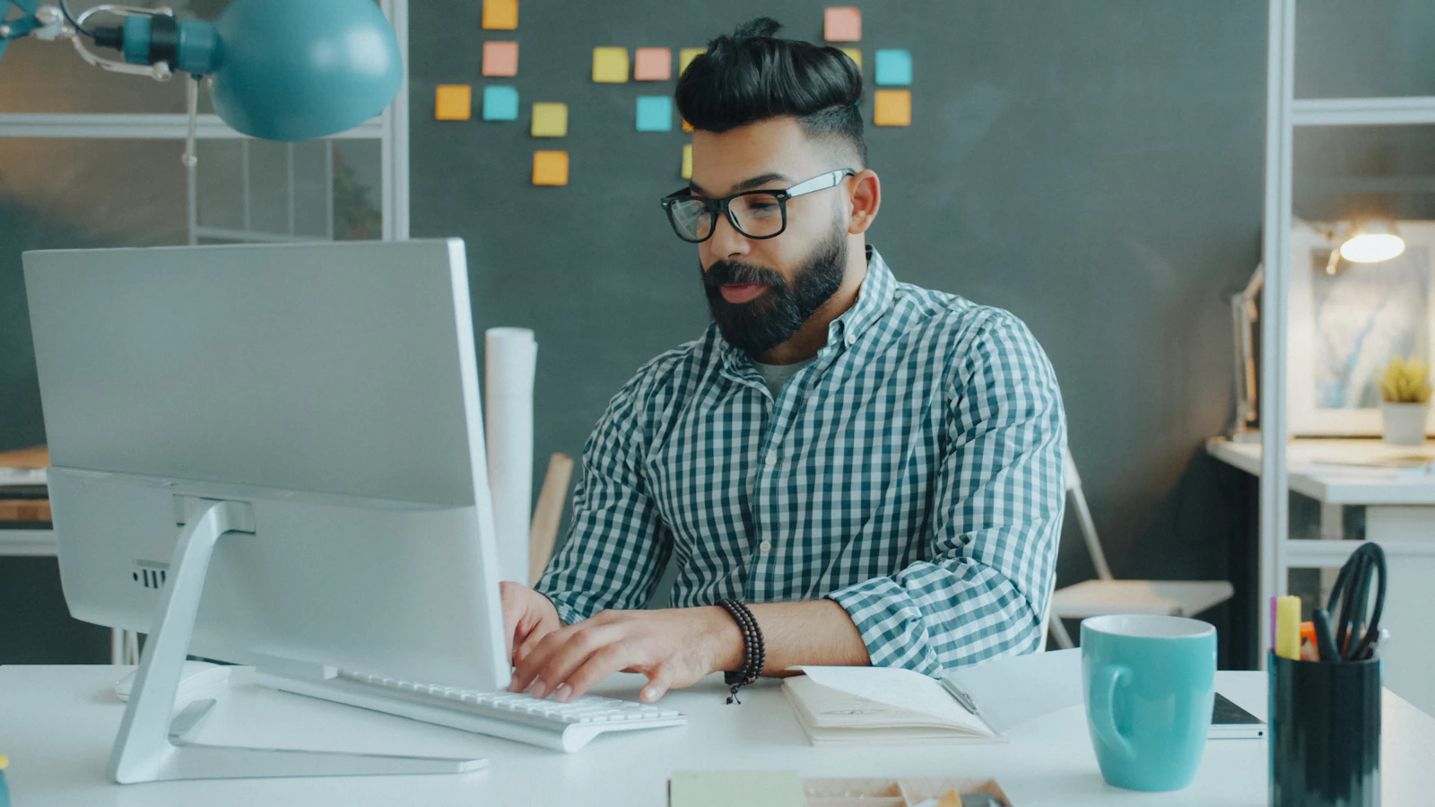 A person working at a desk