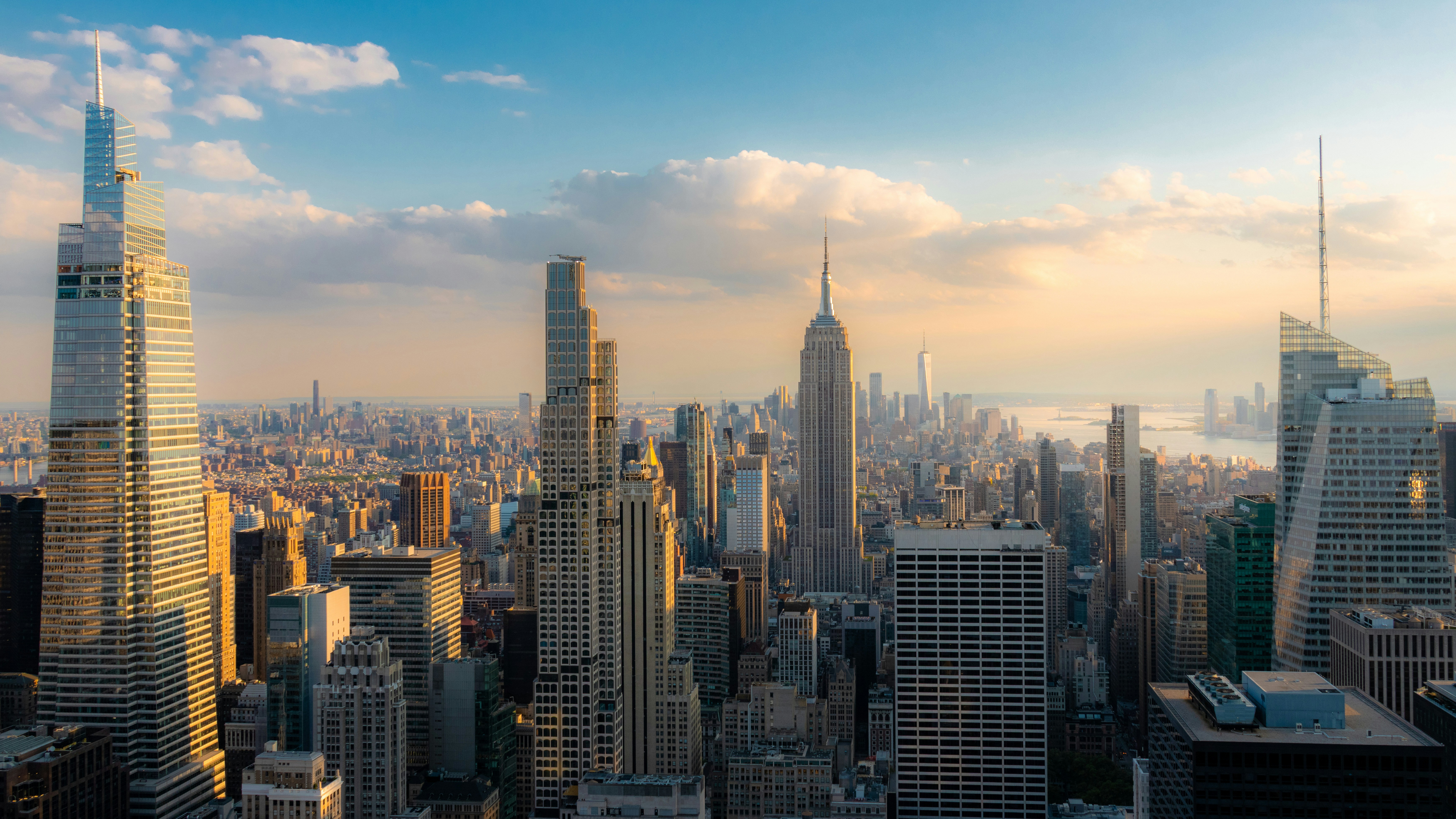 The Empire State Building and surrounding skyscrapers in the New York City skyline