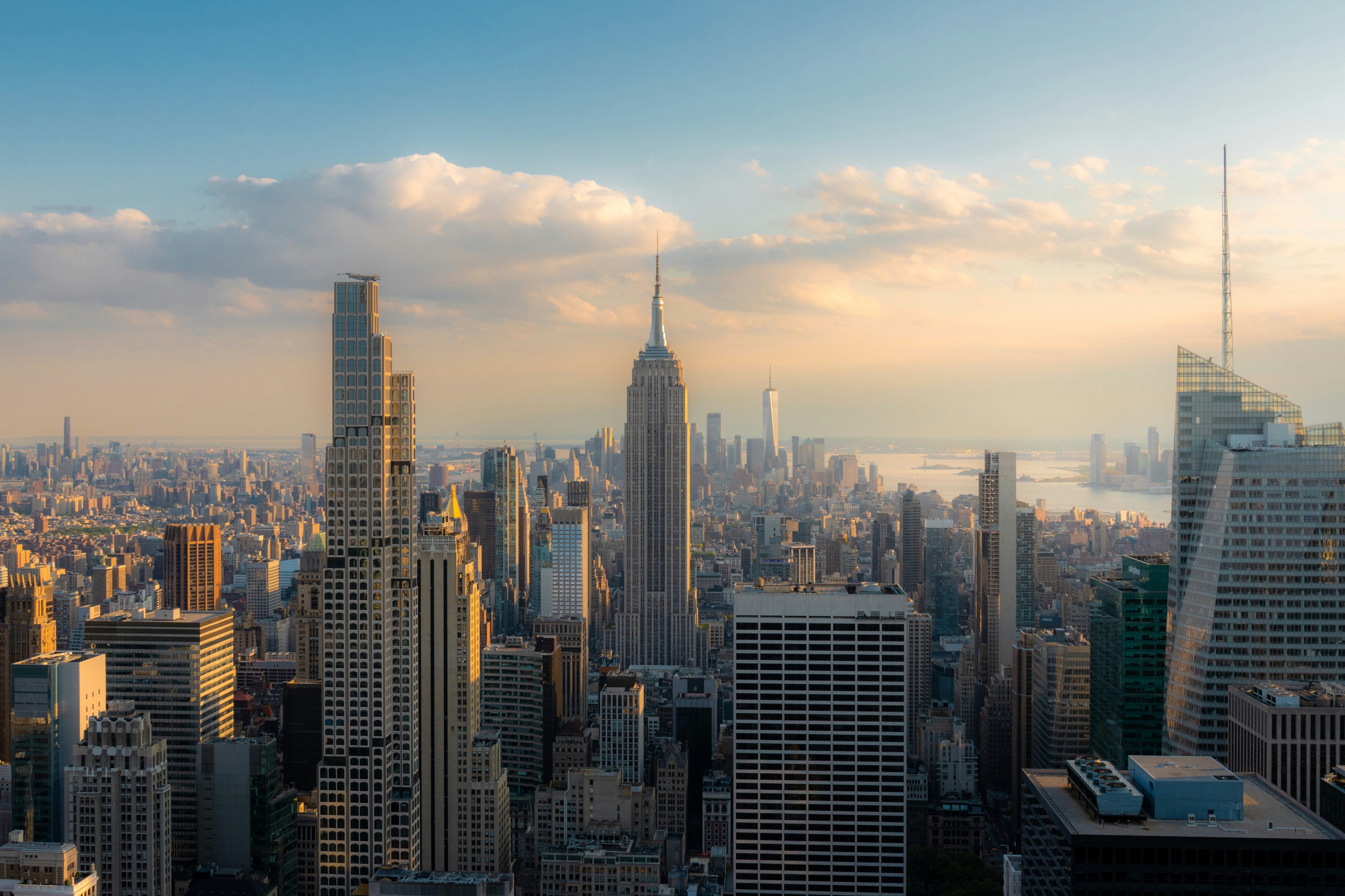 The Empire State Building rising above the dense skyline of New York City