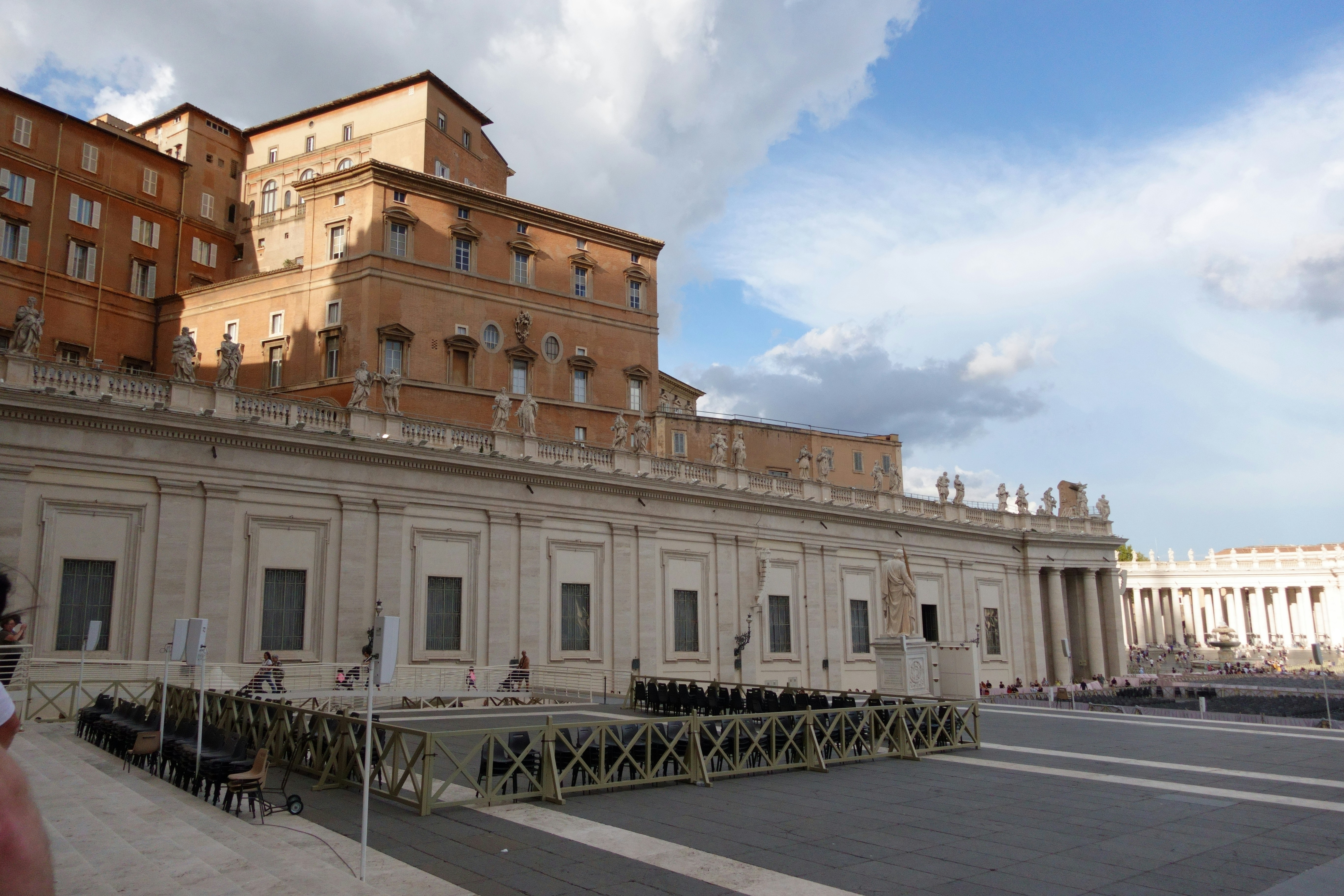 The Apostolic Palace with statues on the roof in Vatican City