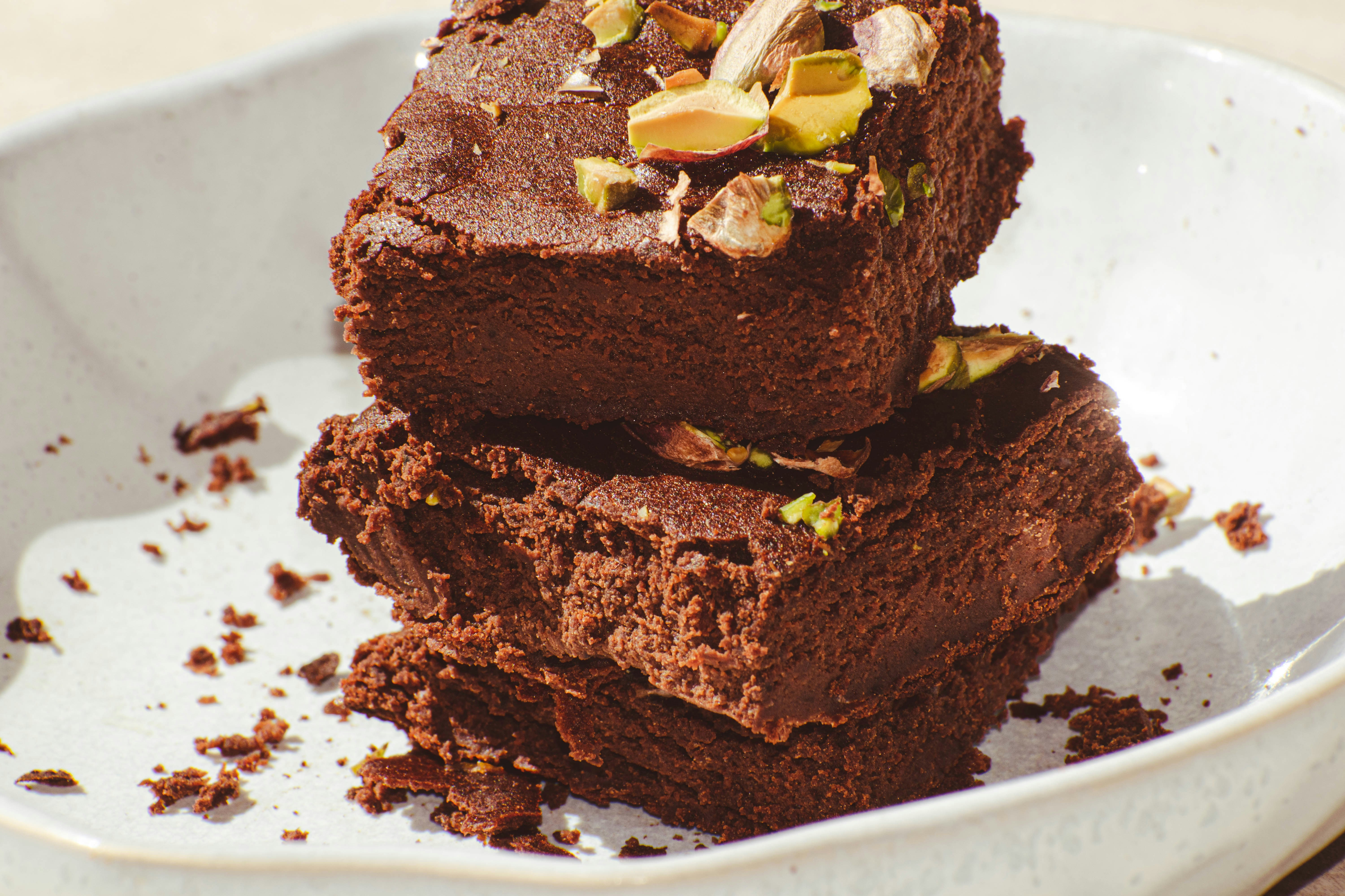 Stack of chocolate brownies