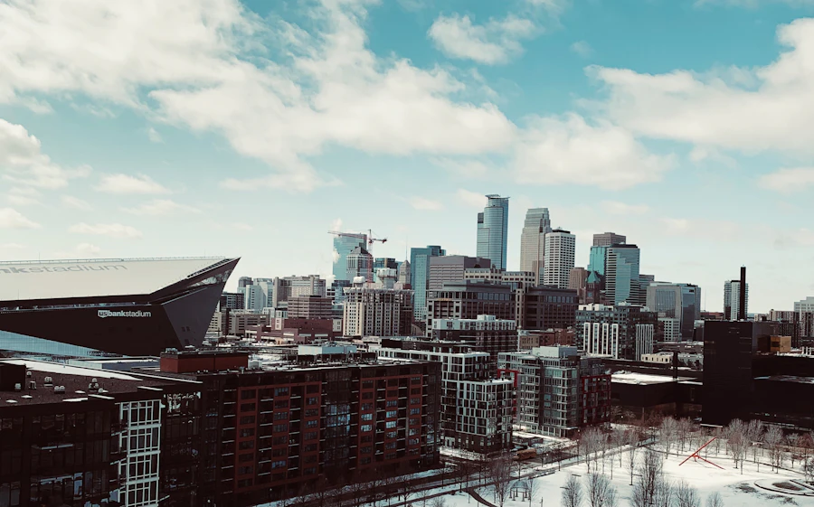 The Minneapolis skyline under a winter sky