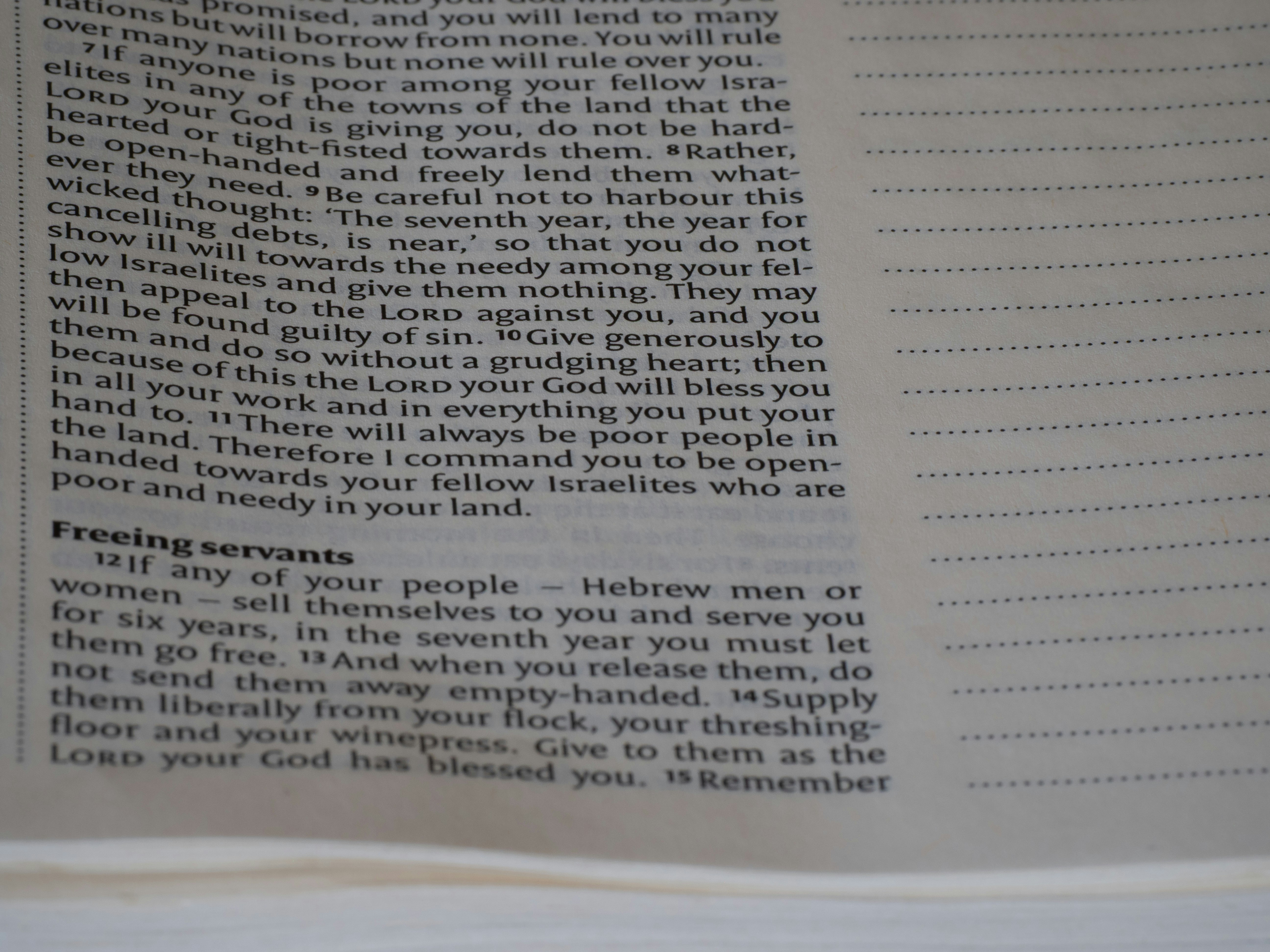 A page of printed text from a religious book with dotted lines