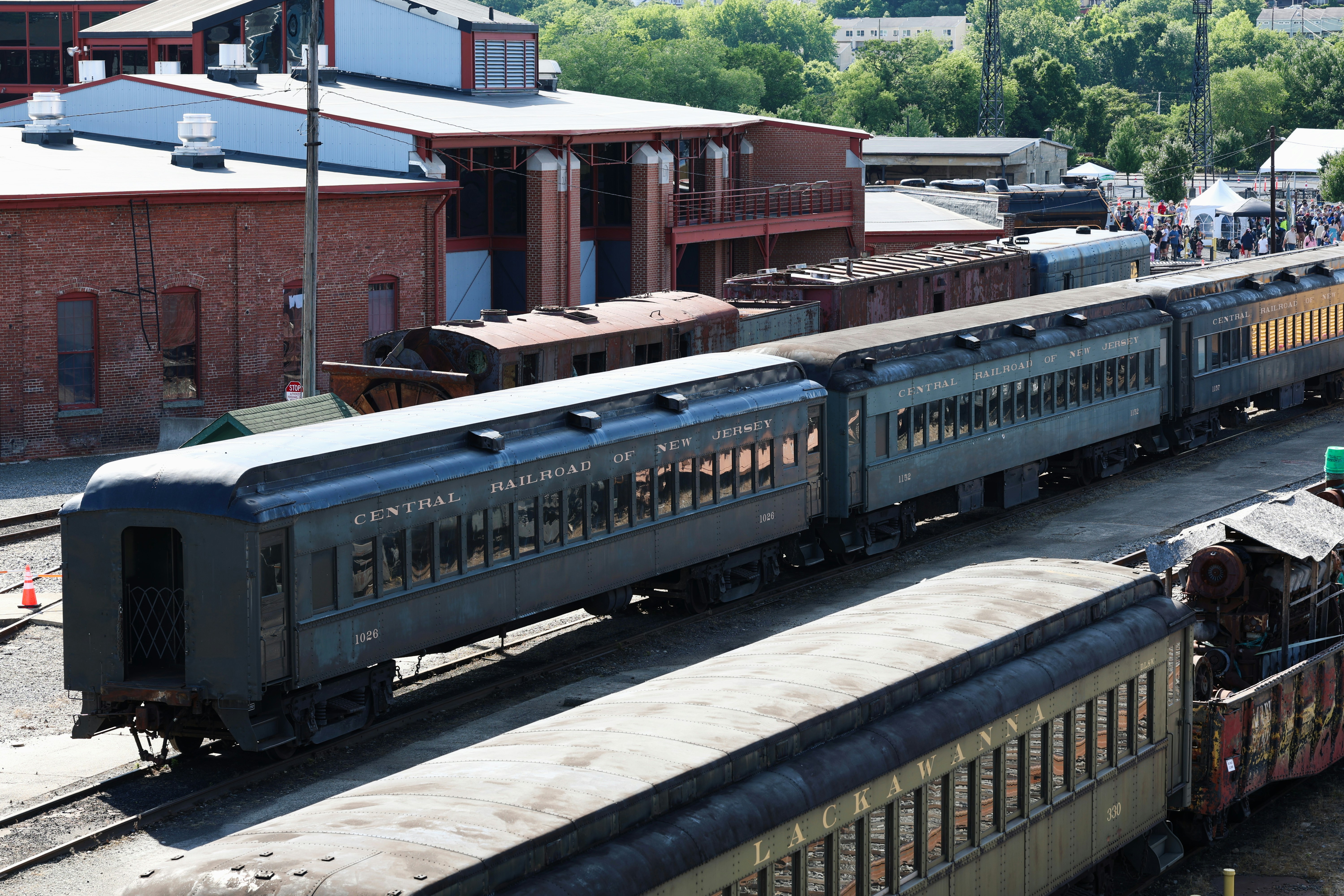 Vintage Central Railroad of New Jersey passenger cars at a railway museum
