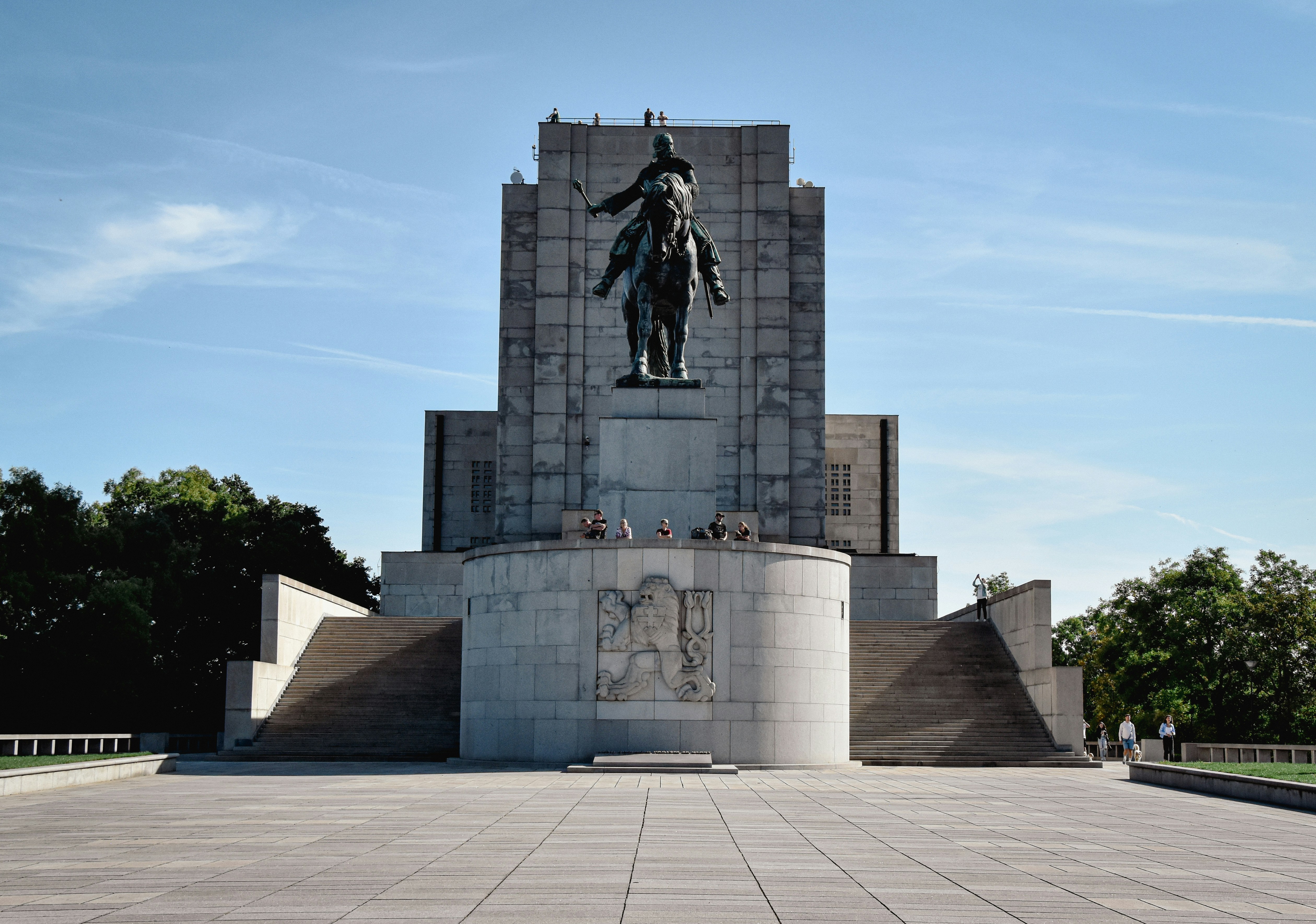 National Monument at Vítkov in Prague, Czech Republic. Perched high above Prague, the National Monument at Vítkov stands