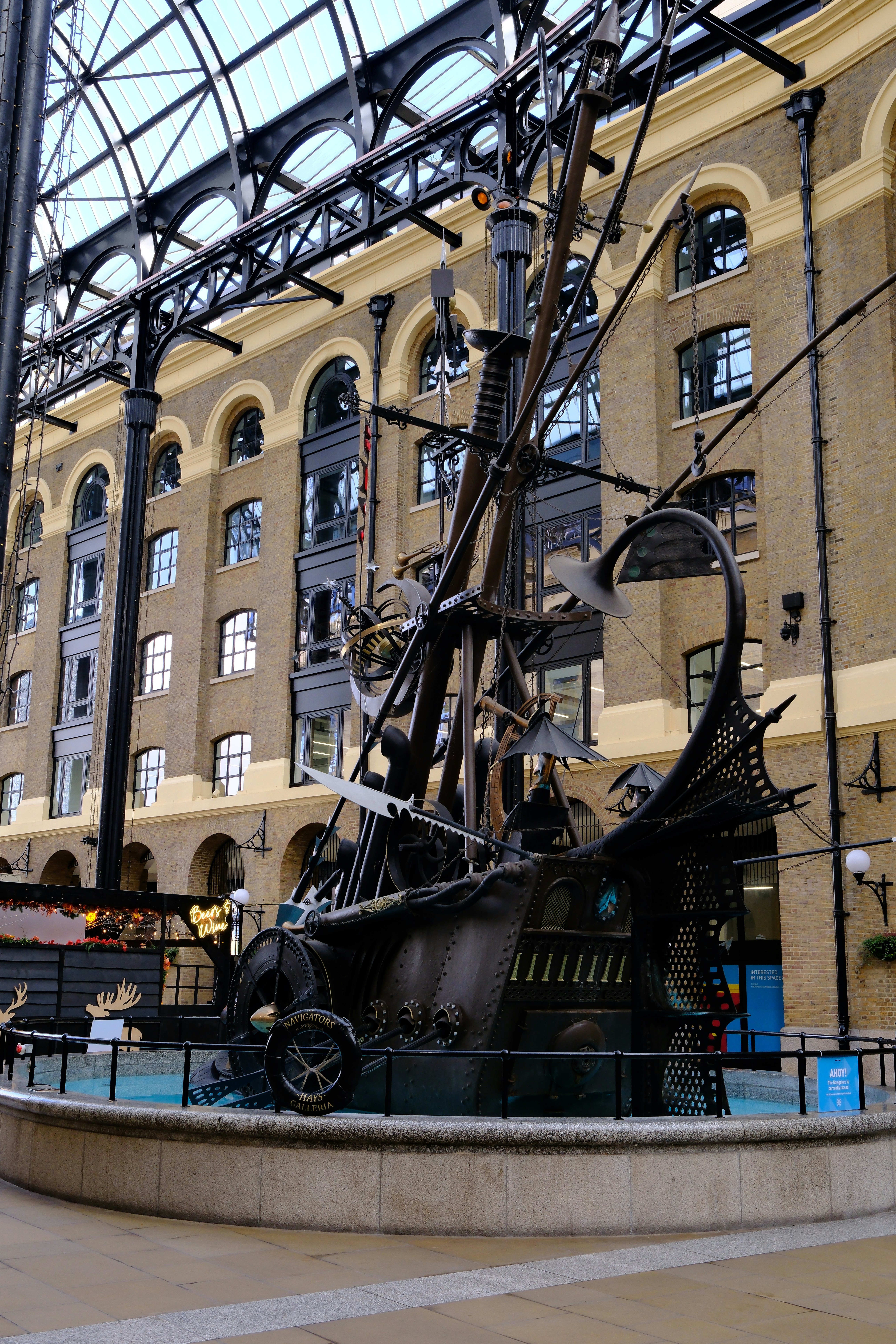 The Navigators sculpture in a fountain at Hay's Galleria in London