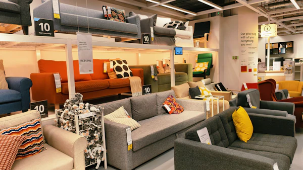 Furniture store with sofas on display