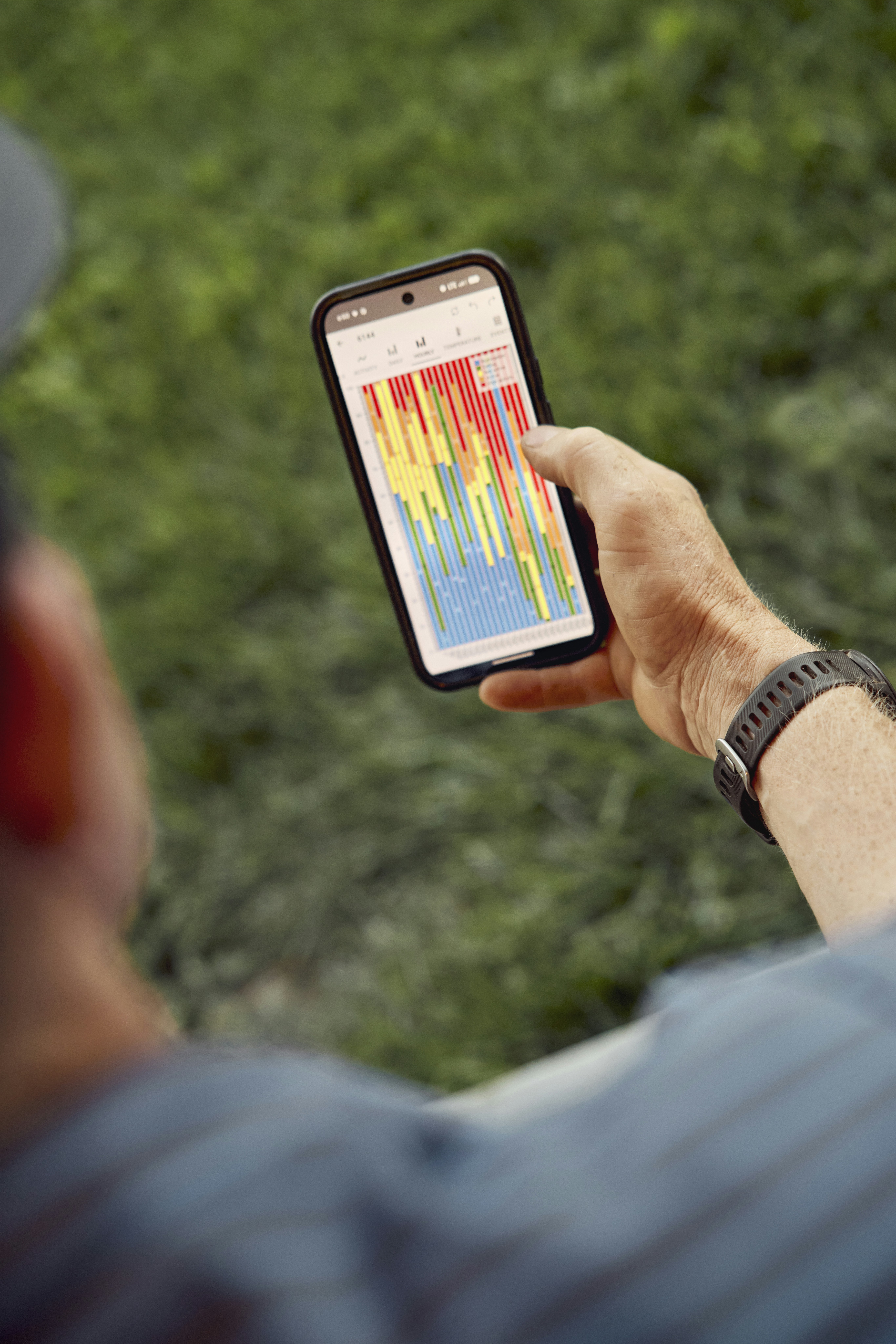 A phone displaying farm data. Minnesota, USA.