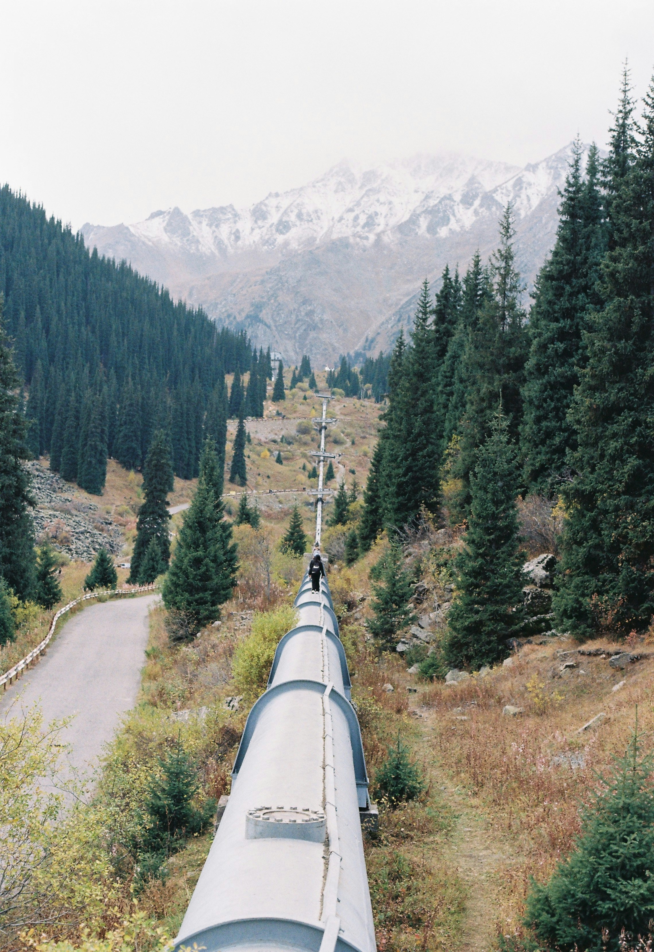 Person walking on pipe in mountains - Free Photo on Unsplash