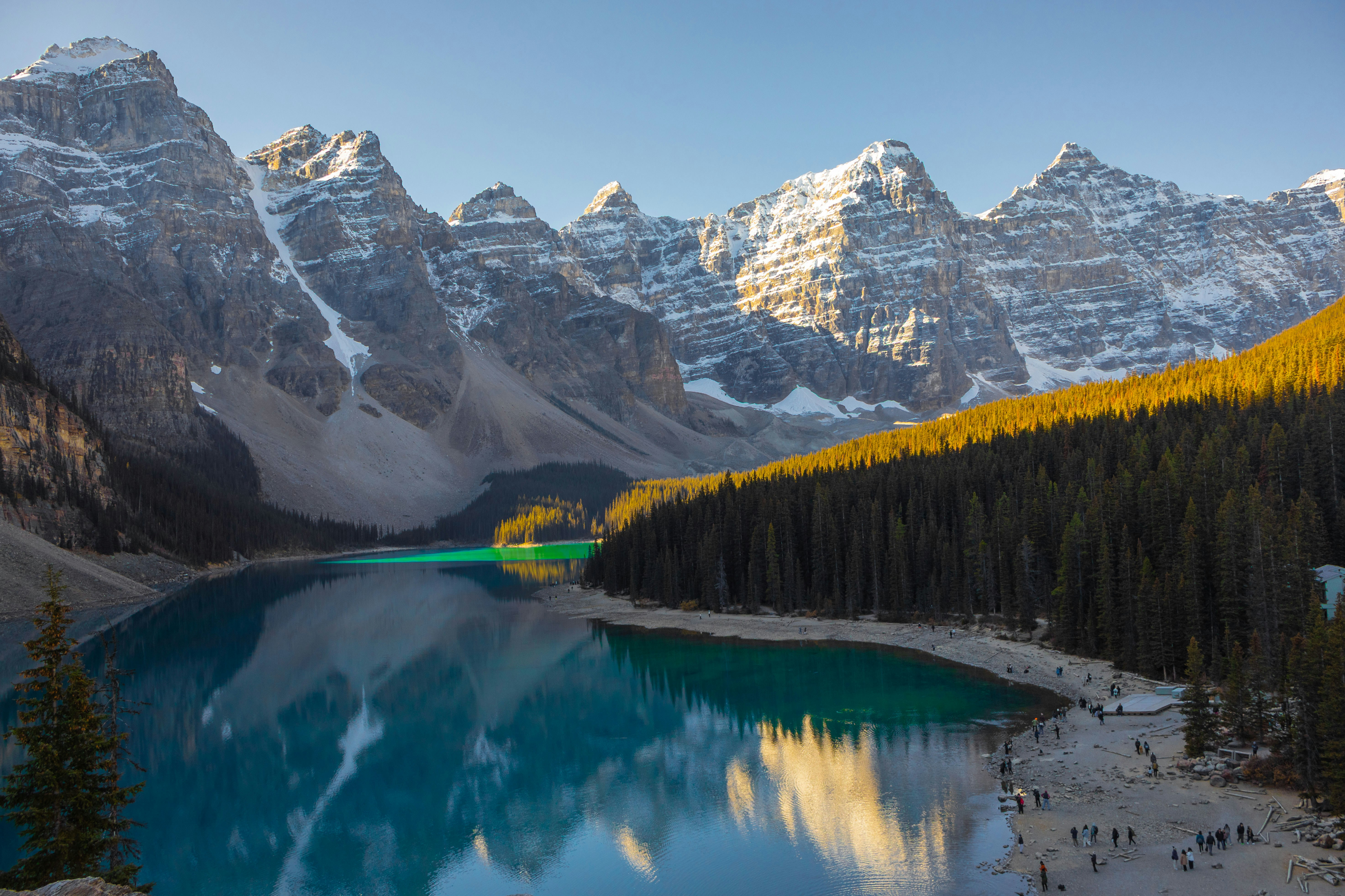 Road trip along a Canadian Rockies lake in North America, phone eSIM offline maps ready