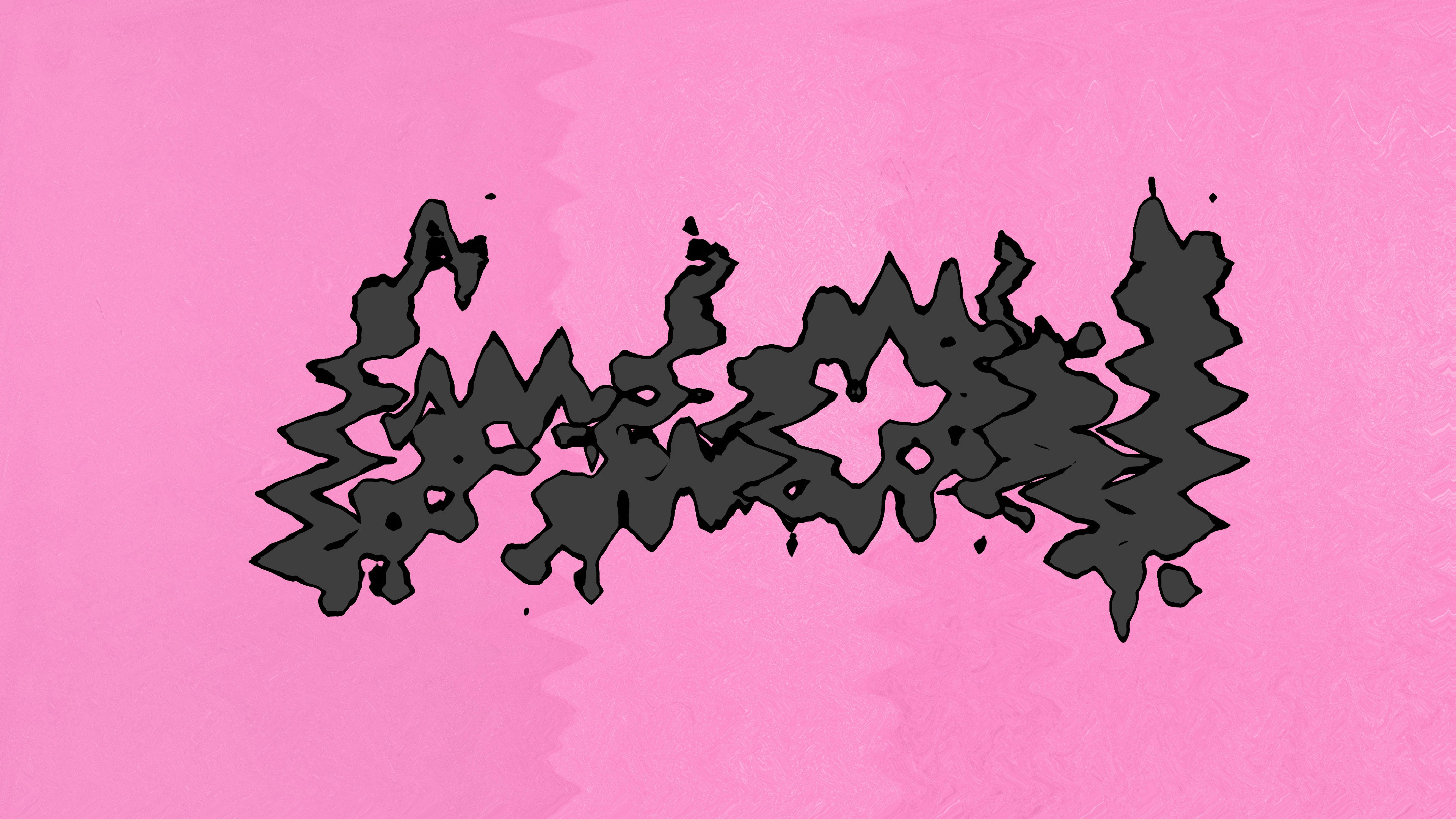 A 3D render of the word Glow in a distorted black font on a pink background