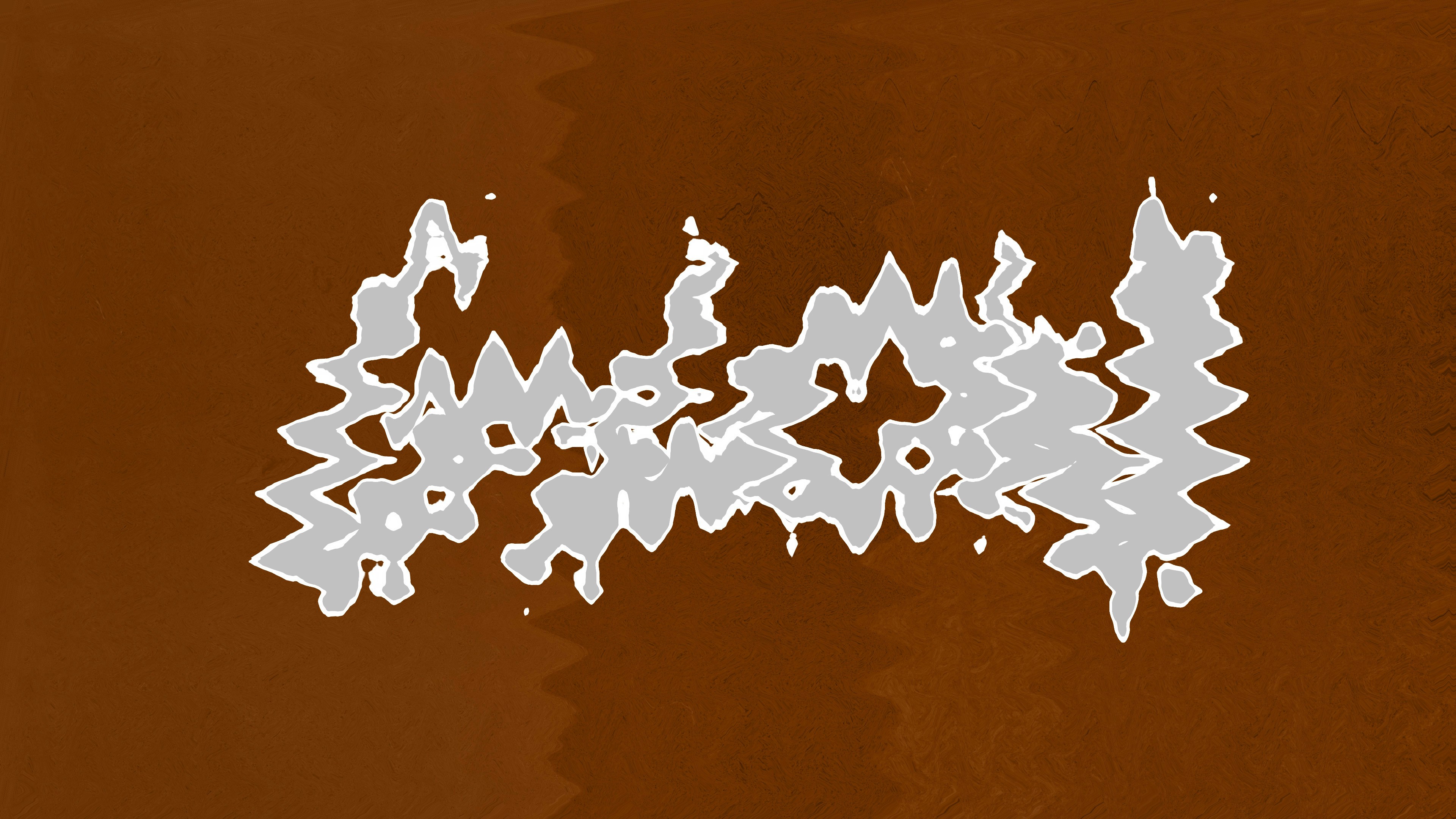 A 3D render of a jagged white abstract shape centered on a brown background