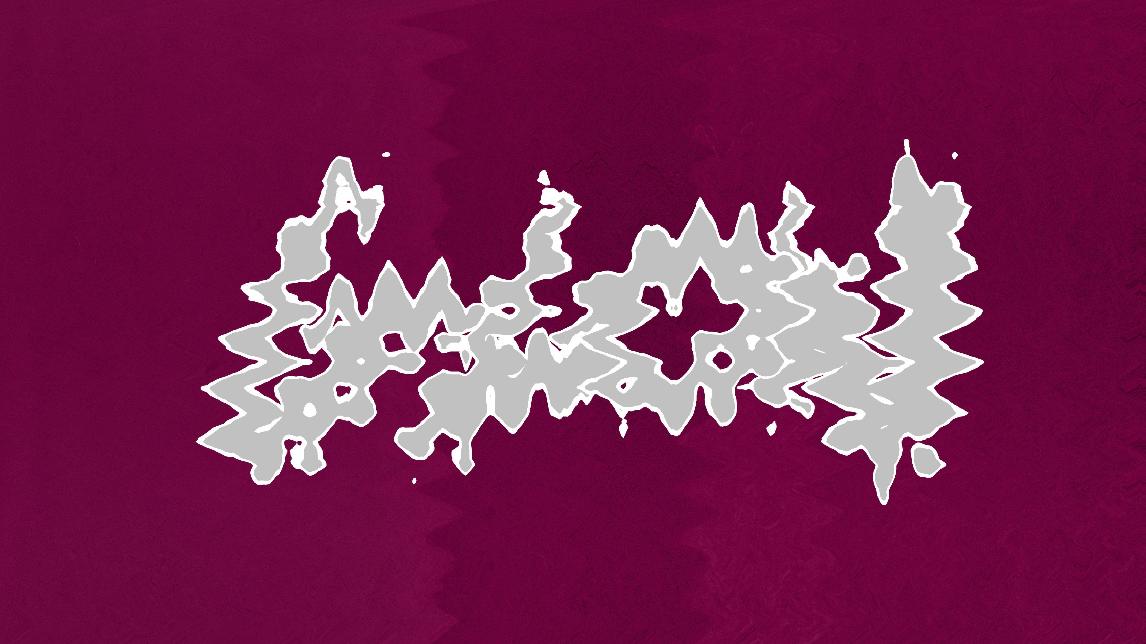 A 3D render of a jagged white abstract shape centered on a deep magenta background