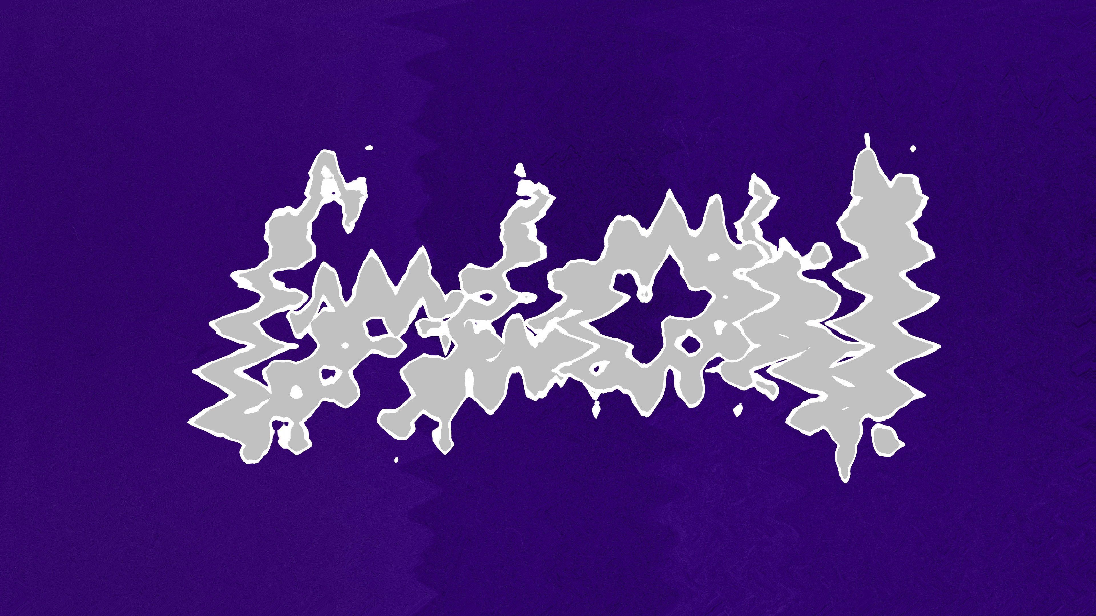 A 3D render of the word Glow in a jagged white font against a purple background