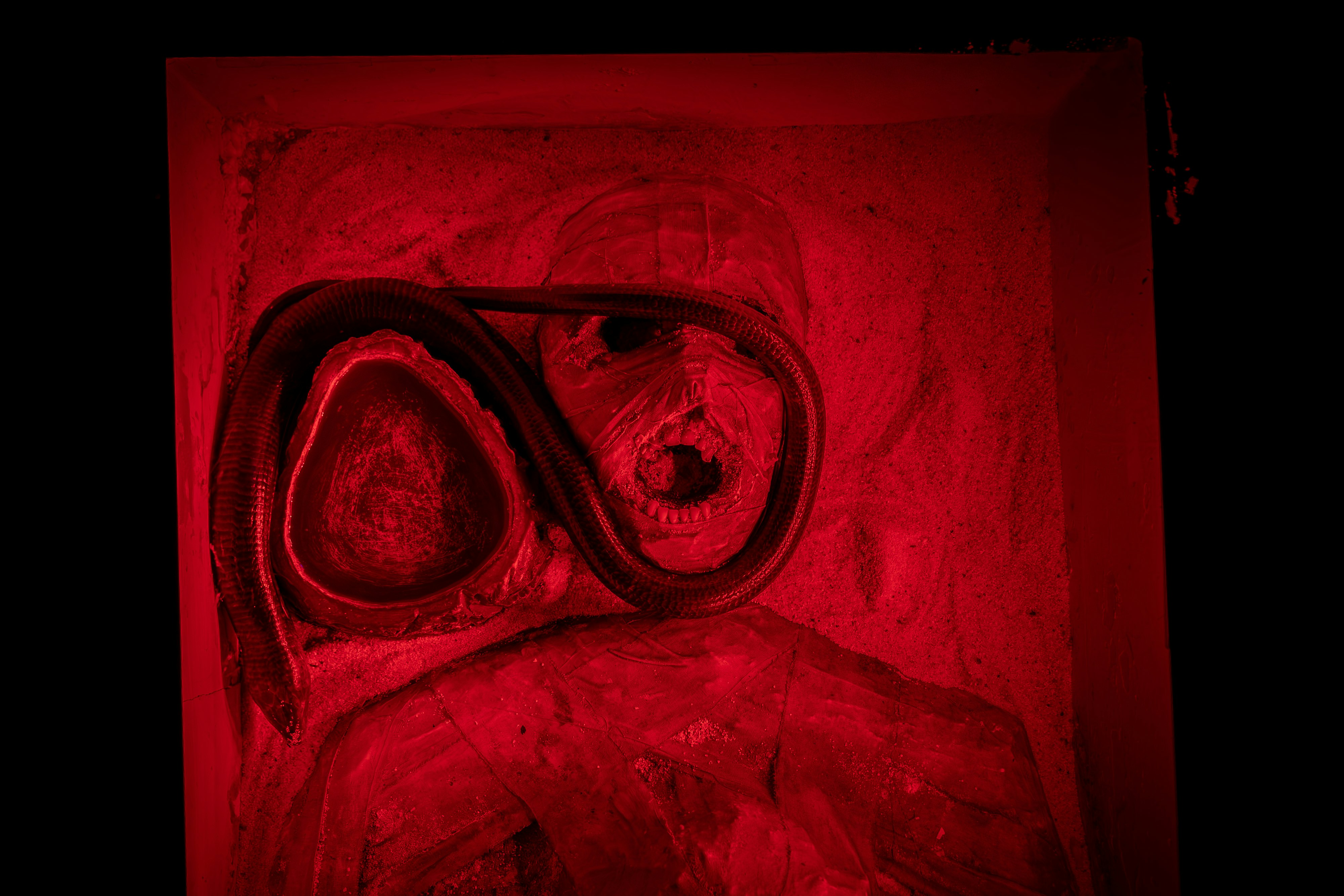Snake coiled around mummy in red - Free Photo on Unsplash