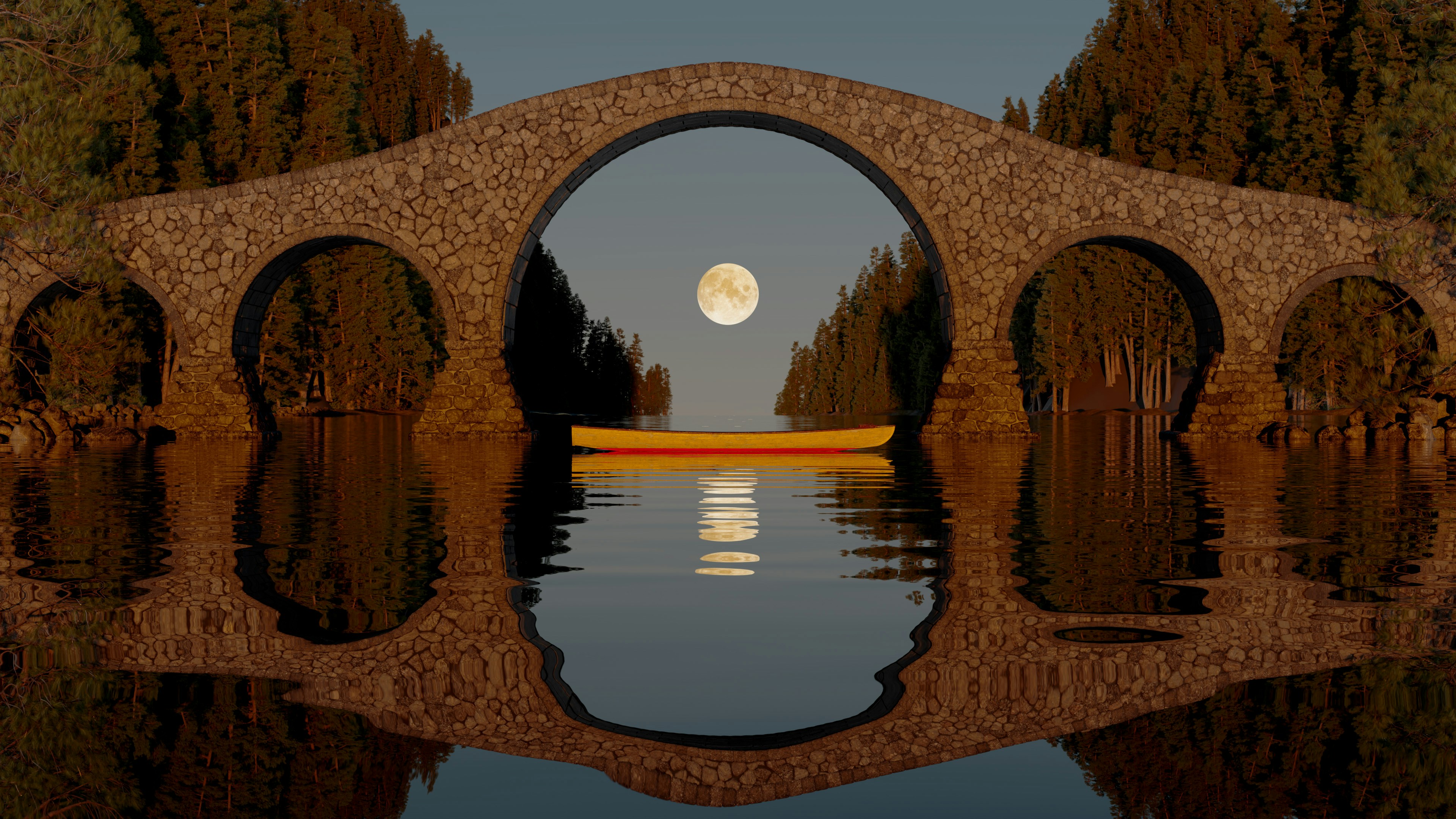Yellow canoe under stone arch bridge - Free Photo on Unsplash
