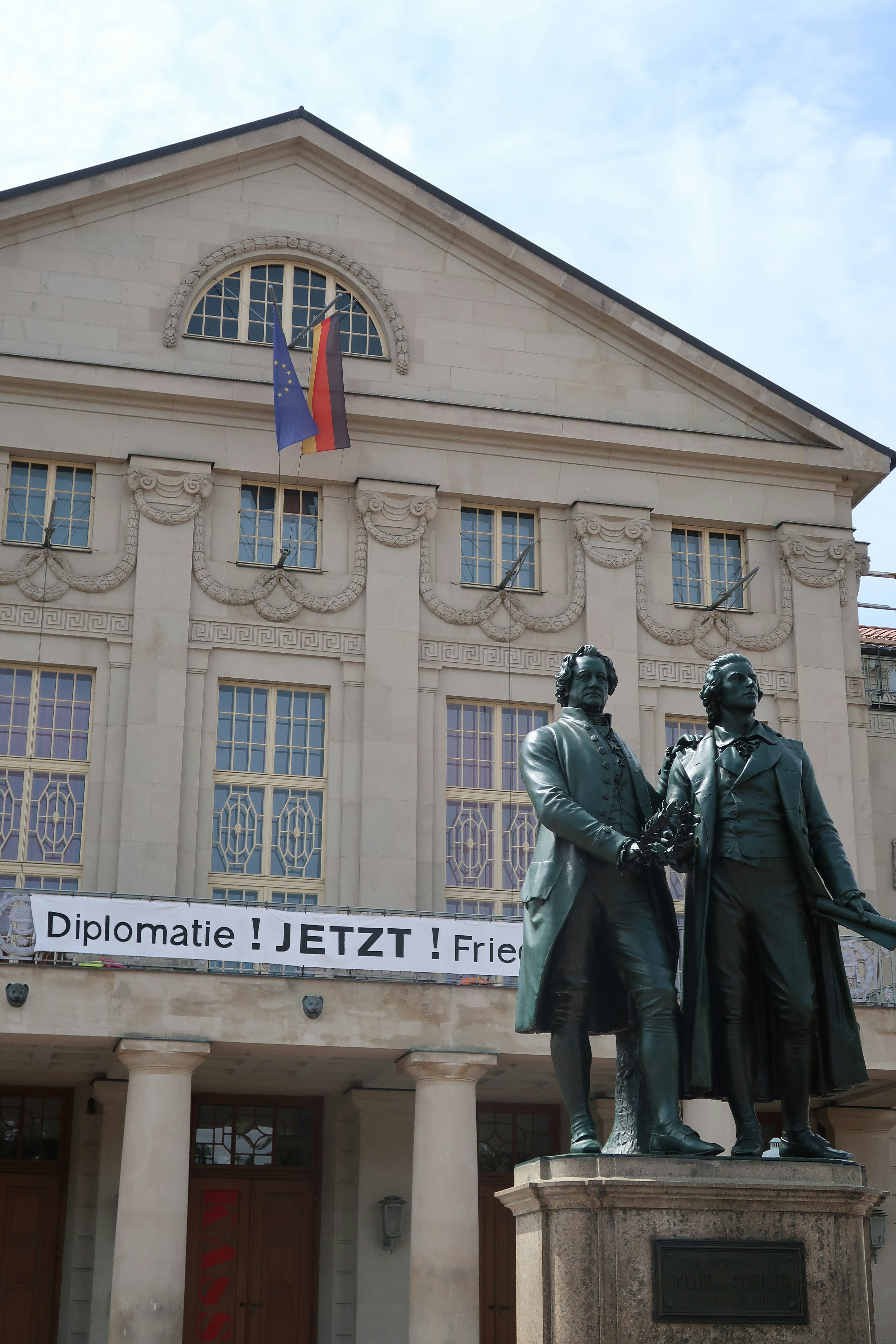 The Goethe-Schiller monument in front of the German National Theatre in Weimar