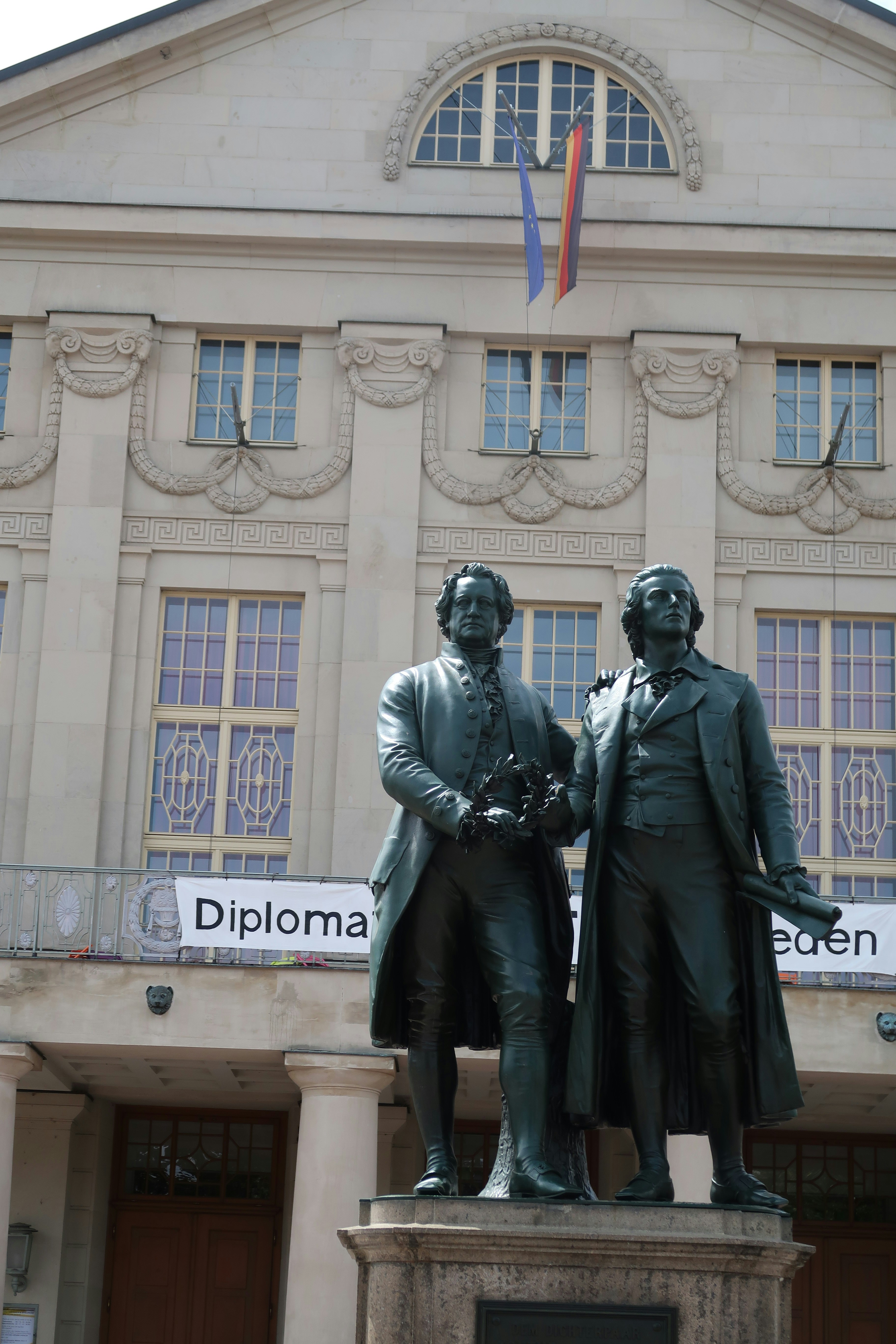 The Goethe-Schiller monument in front of the German National Theatre in Weimar
